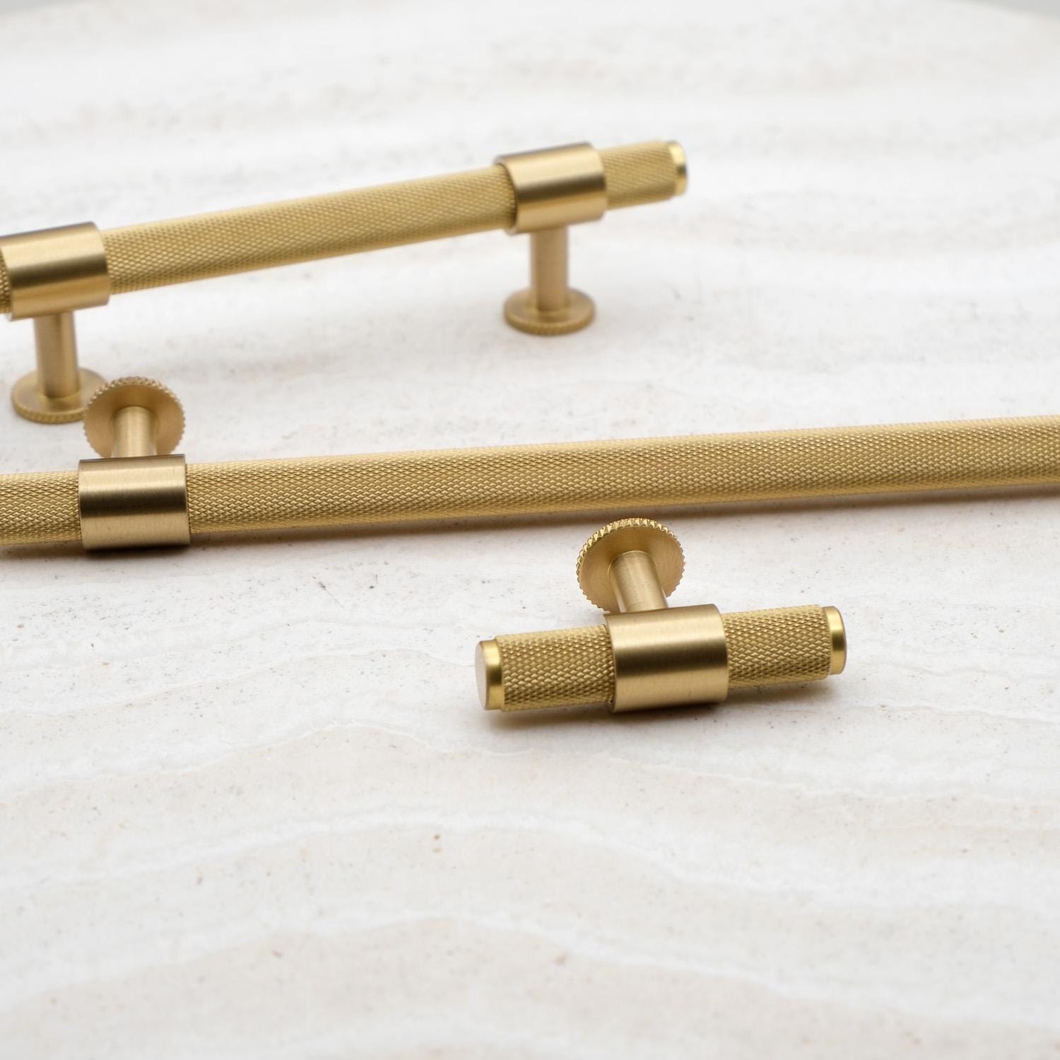 Knurled Brass Cabinet Knob | Gold Kitchen Hardware