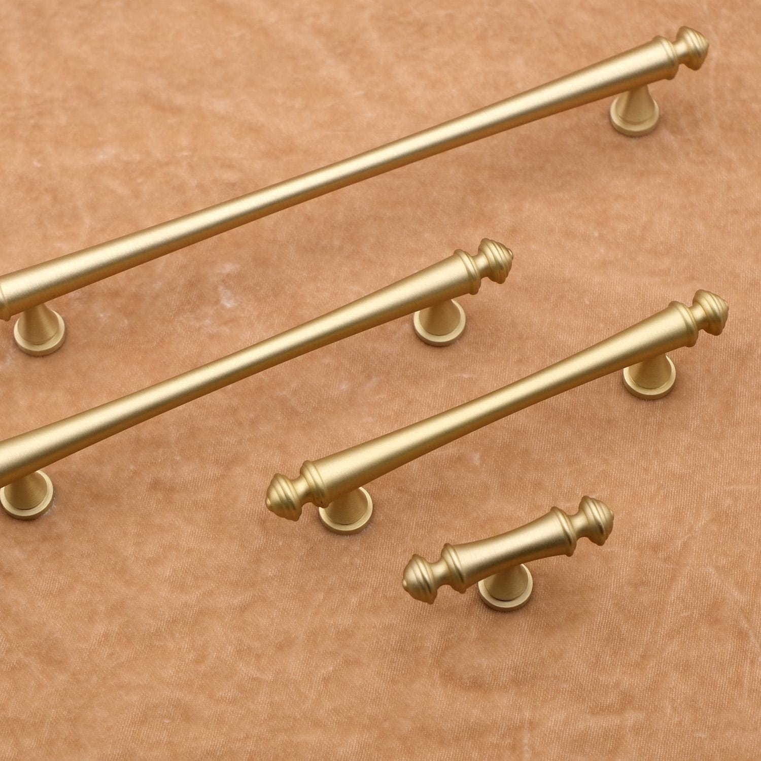 Matte Gold Solid Brass Cabinet Handles | Elegant Door & Drawer Pulls