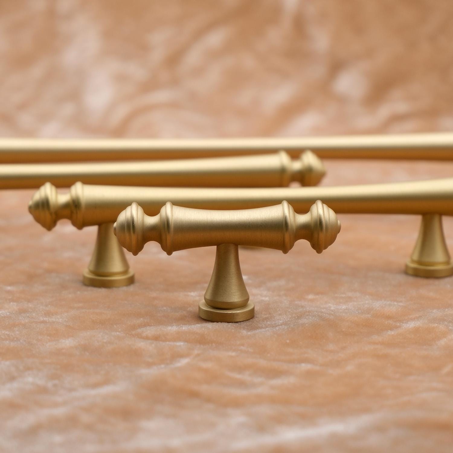 Matte Gold Solid Brass Cabinet Handles | Elegant Door & Drawer Pulls
