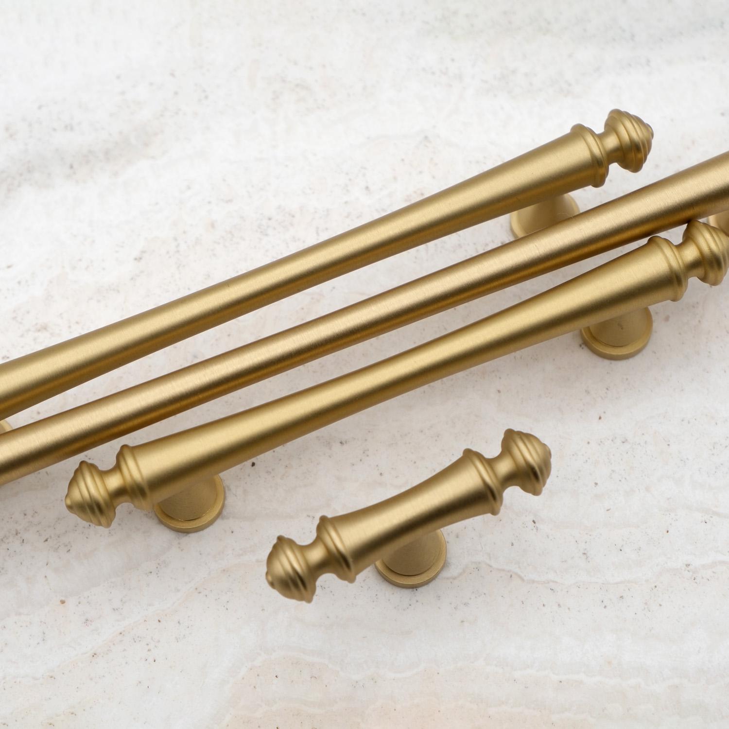 Matte Gold Solid Brass Cabinet Handles | Elegant Door & Drawer Pulls