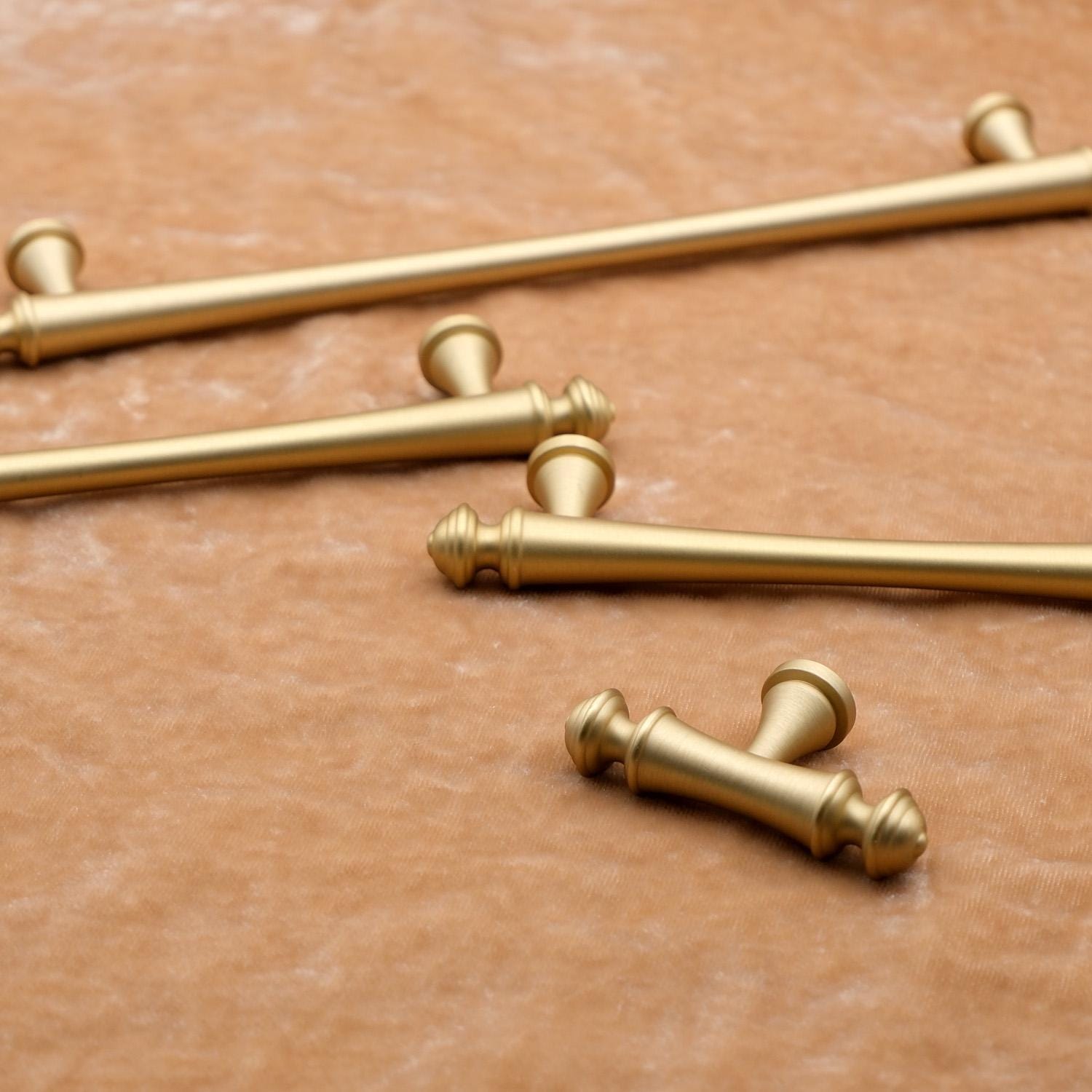 Matte Gold Solid Brass Cabinet Handles | Elegant Door & Drawer Pulls