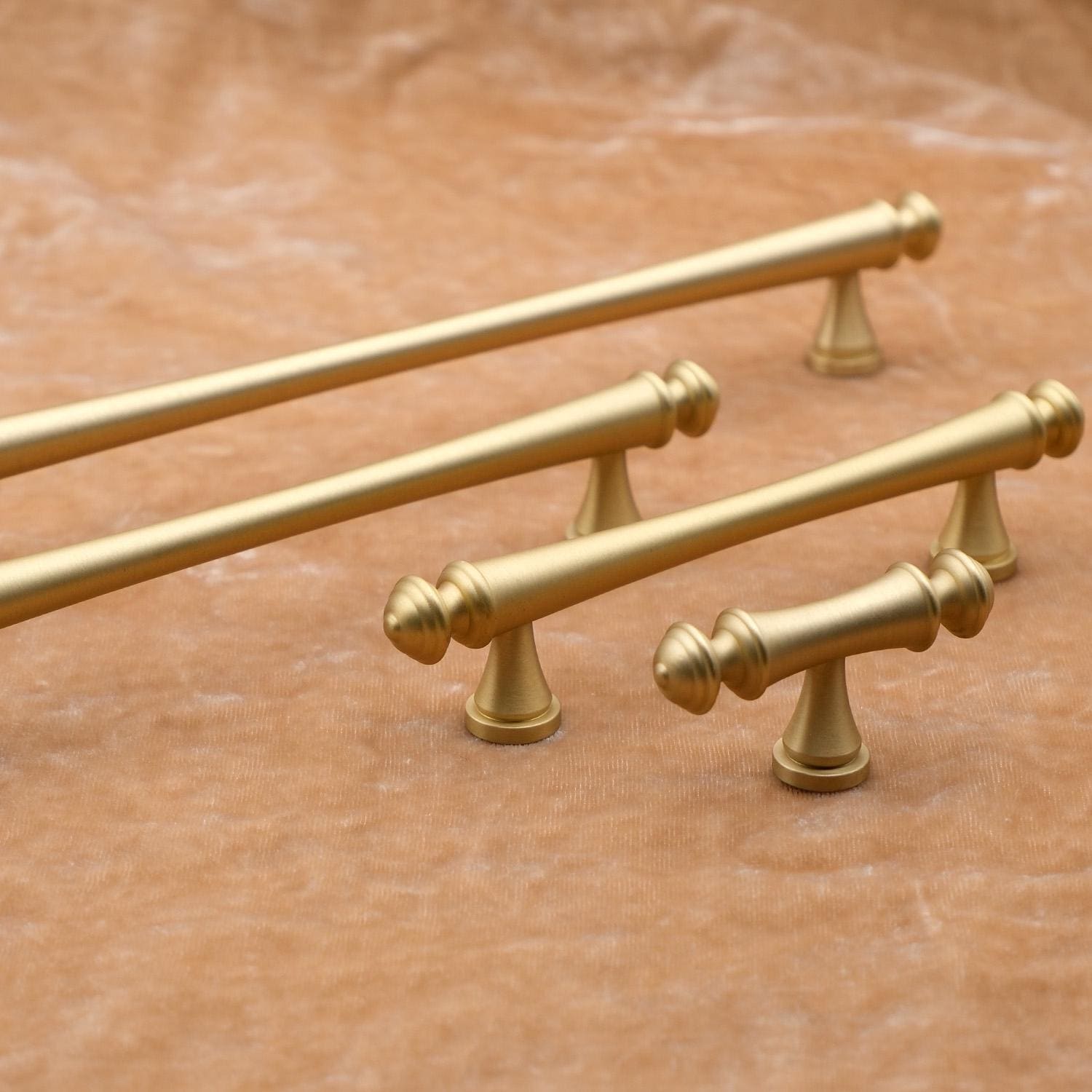 Matte Gold Solid Brass Cabinet Handles | Elegant Door & Drawer Pulls