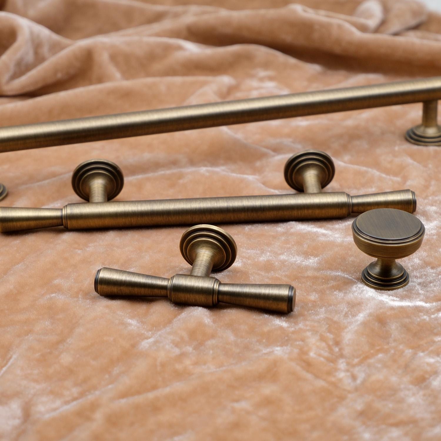 Antique Brass Cabinet Handles | Vintage Gold Kitchen Hardware