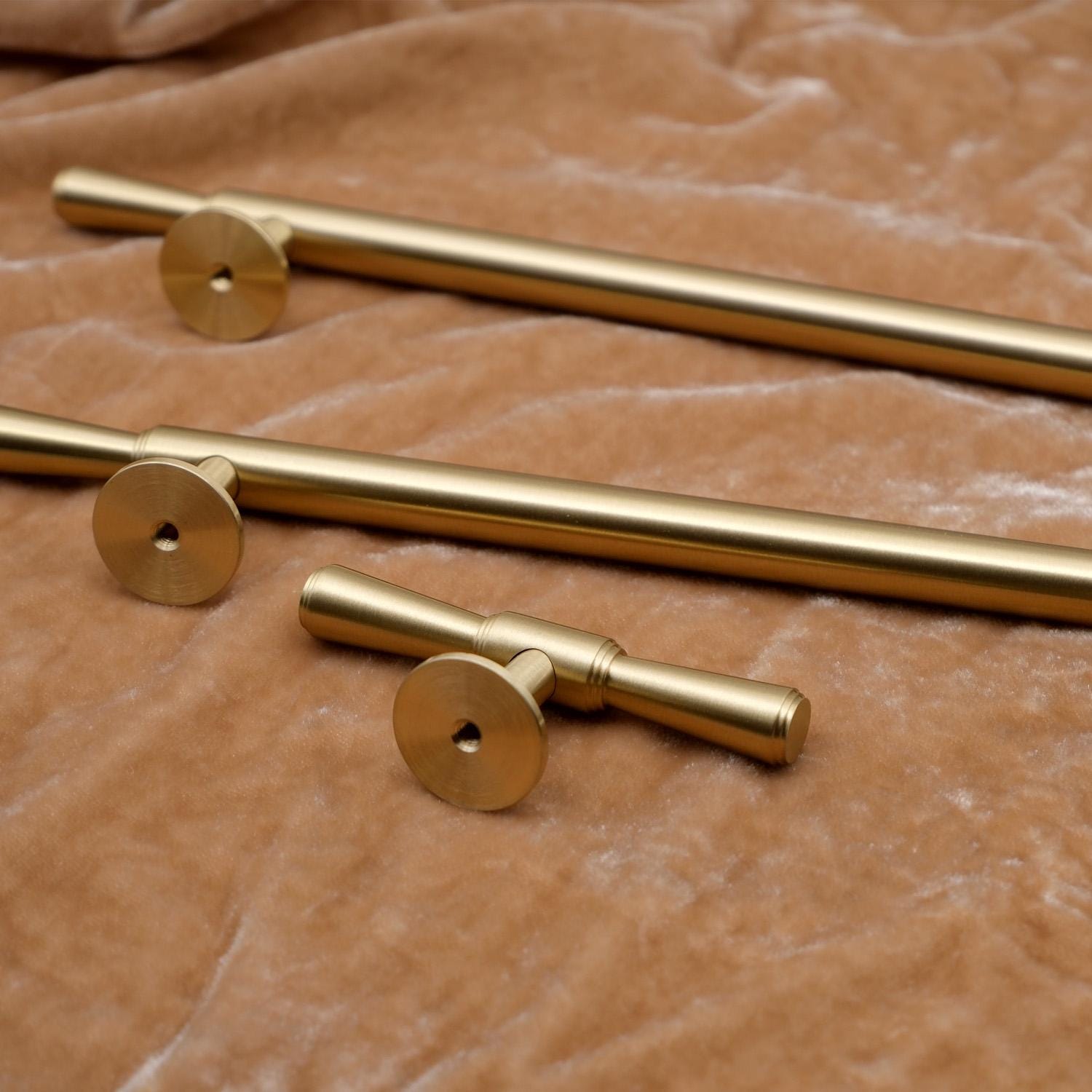MCM Brushed Brass Cabinet Handles | Solid Brass Kitchen Hardware