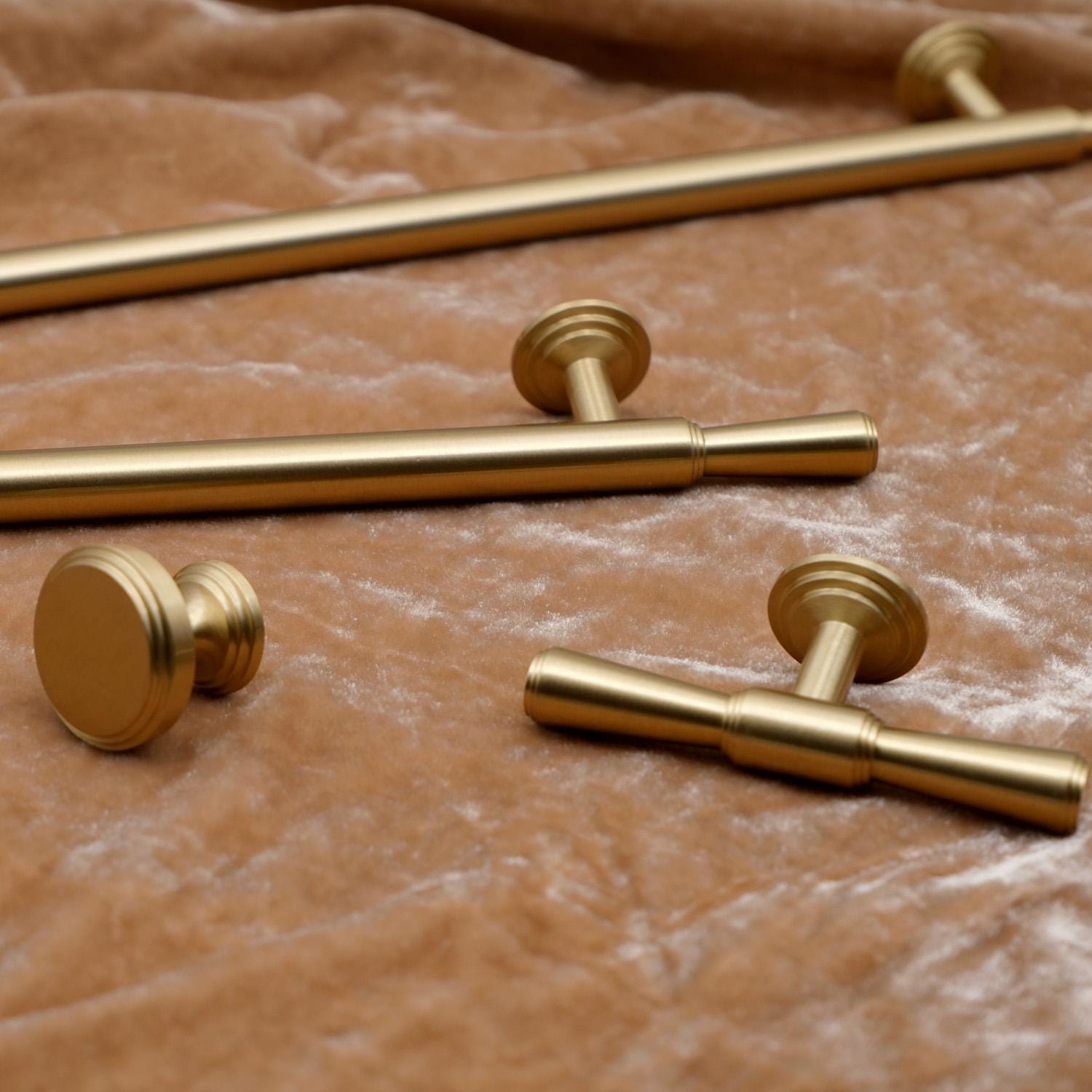 MCM Brushed Brass Cabinet Handles | Solid Brass Kitchen Hardware