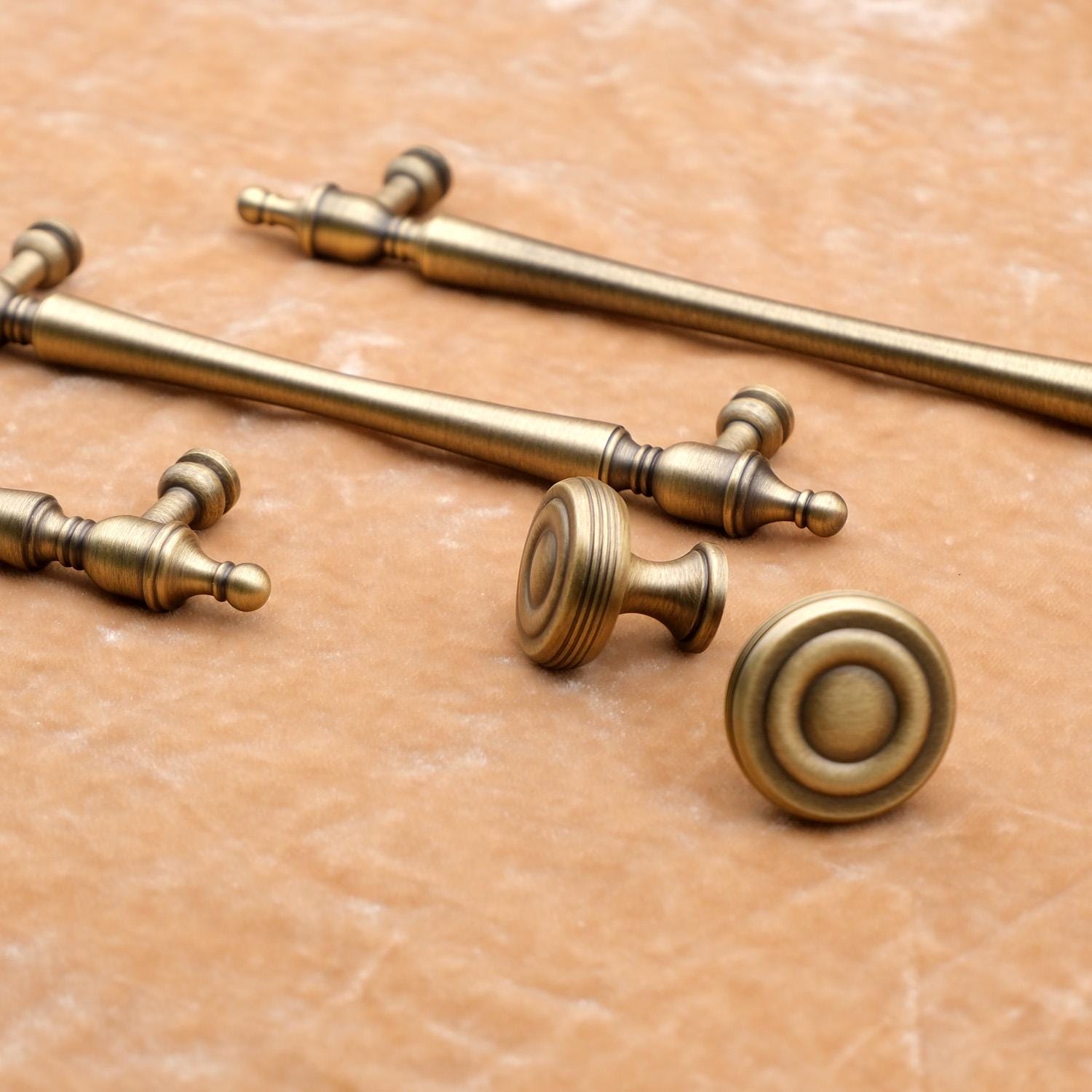 Antique Brass Cabinet Knobs and Pulls | Solid Brass Hardware