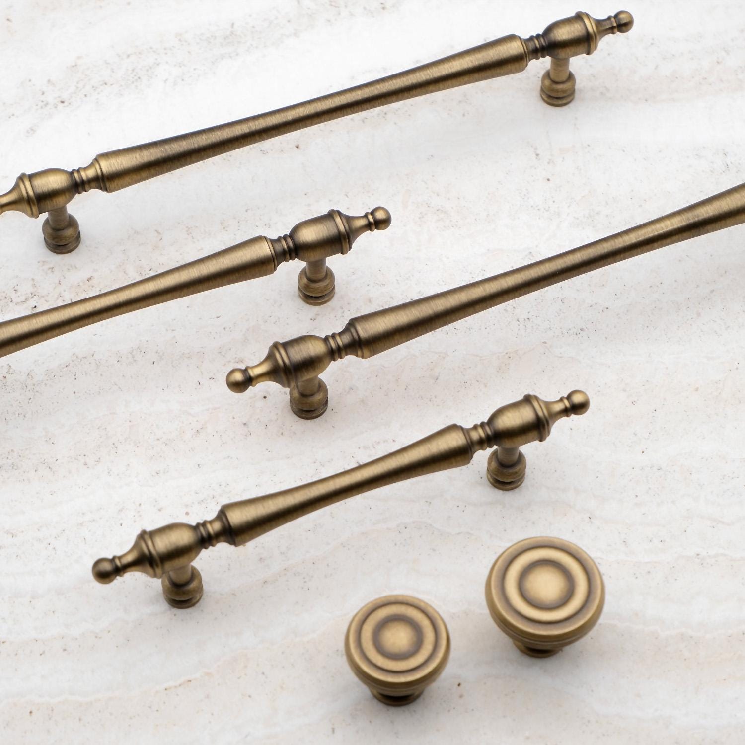 Antique Brass Cabinet Knobs and Pulls | Solid Brass Hardware