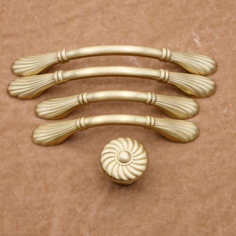 Art Nouveau Curved Cabinet Pulls, Brushed Brass Drawer Handles, Gold Unique Cabinet Pulls, Solid Brass Door Pull, Kitchen Cabinet Hardware