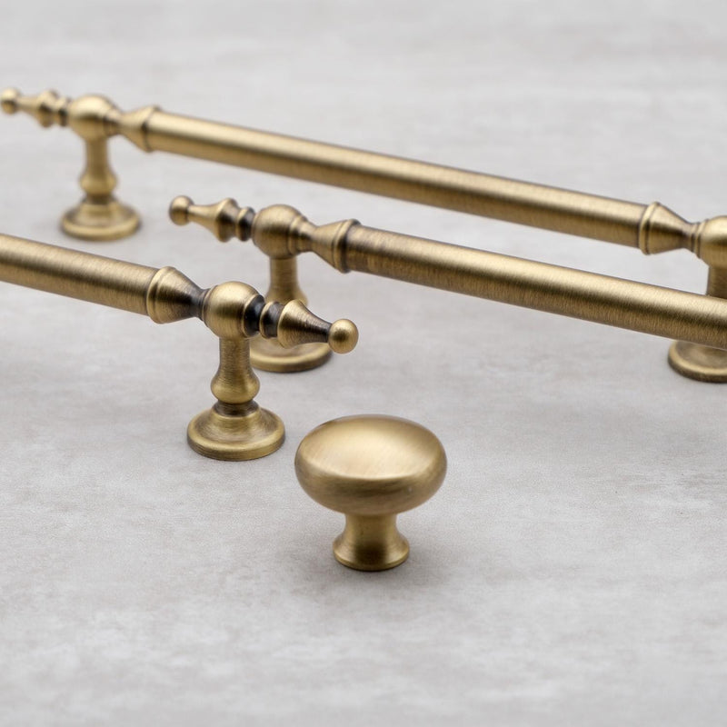 Antique Brass Cabinet Handles | Solid Brass Kitchen Hardware