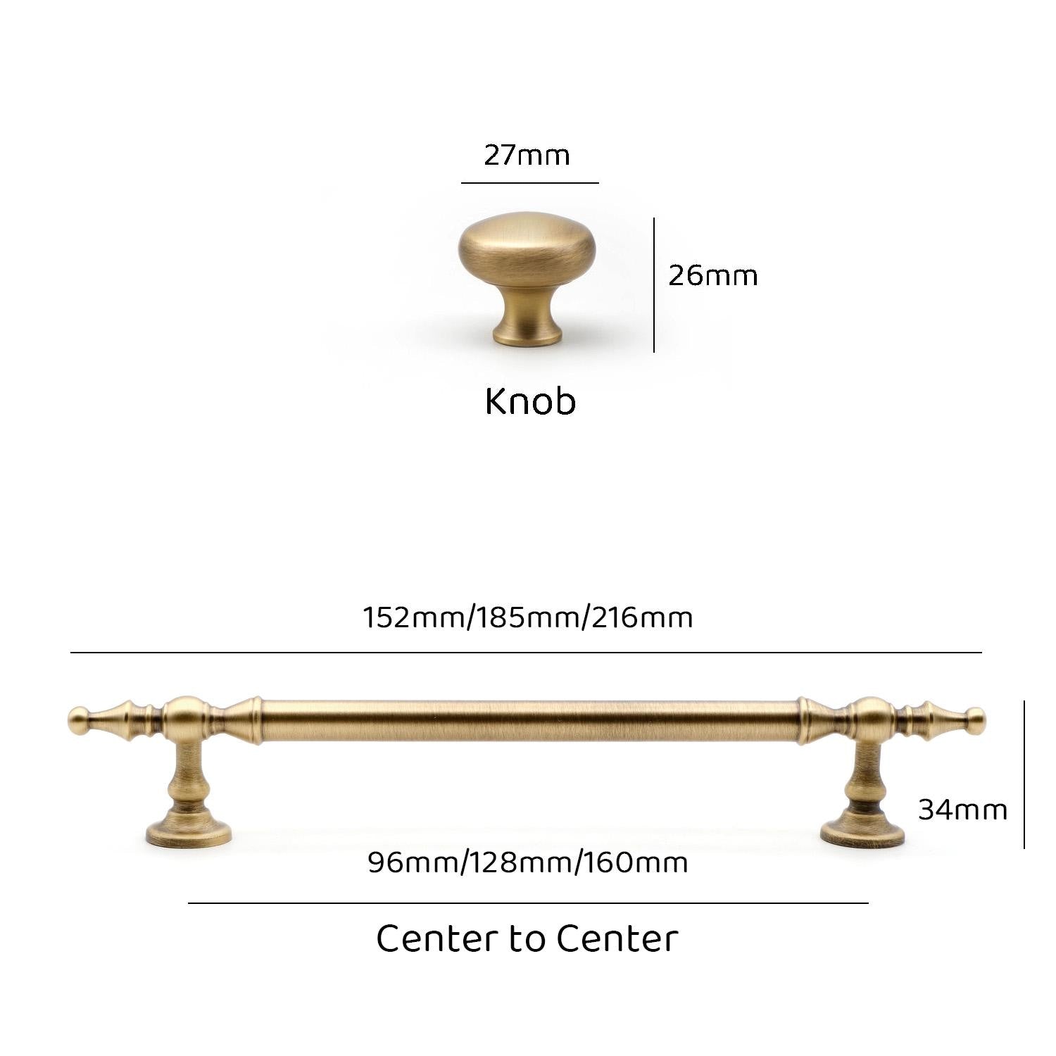 Antique Brass Cabinet Handles | Solid Brass Kitchen Hardware