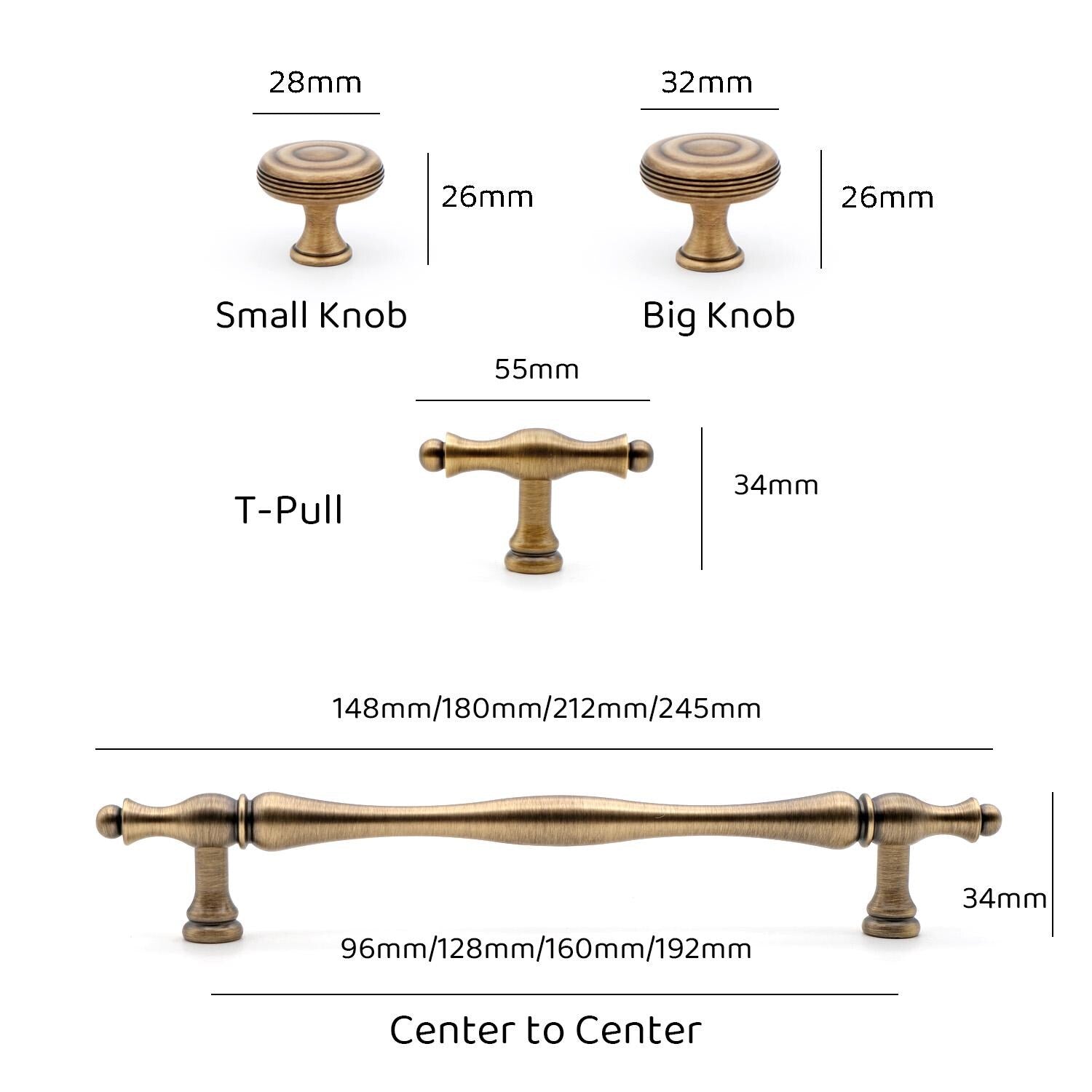 Antique Brass Cabinet Handles | Solid Brass Kitchen Hardware