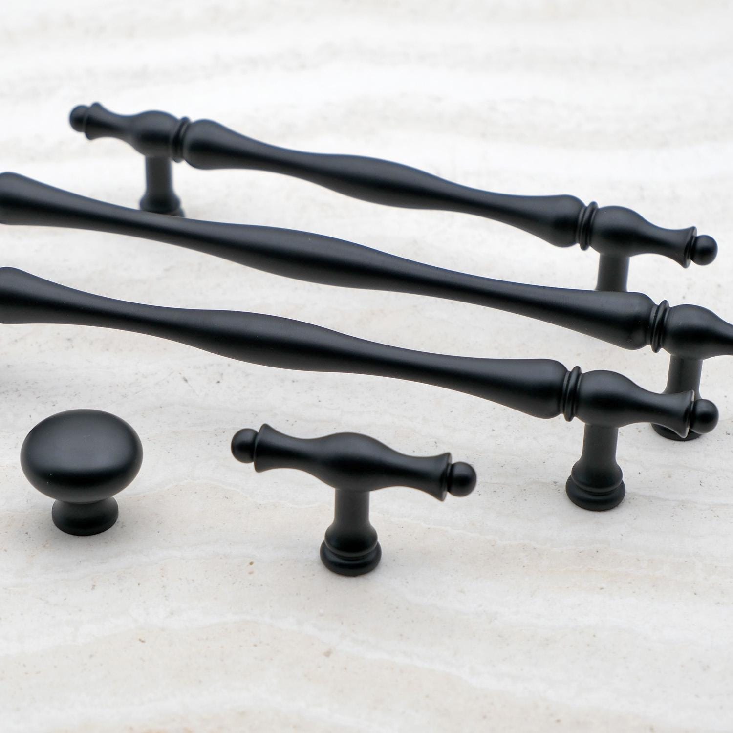 Black Solid Brass Cabinet Handles | Art Deco Kitchen Hardware