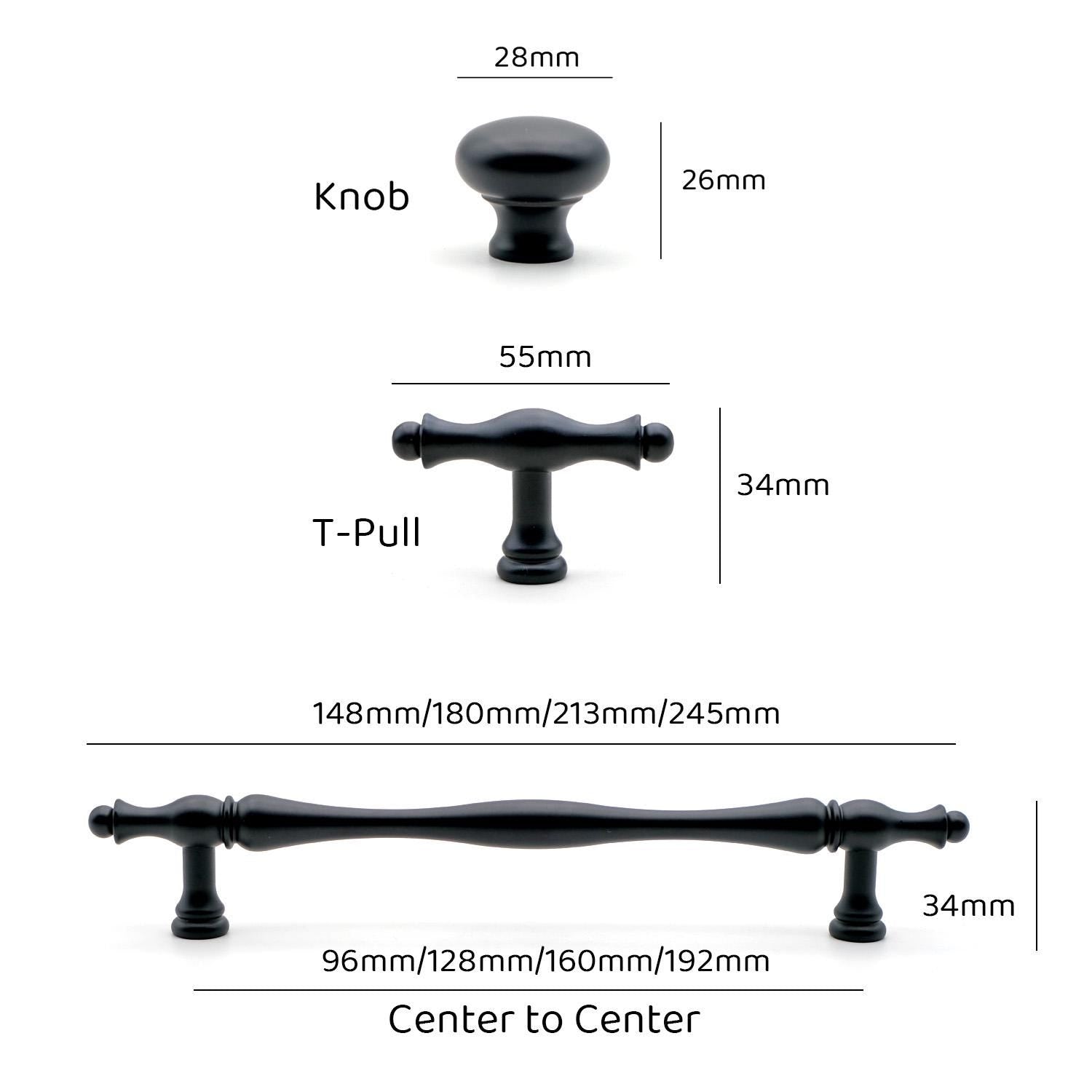Black Solid Brass Cabinet Handles | Art Deco Kitchen Hardware