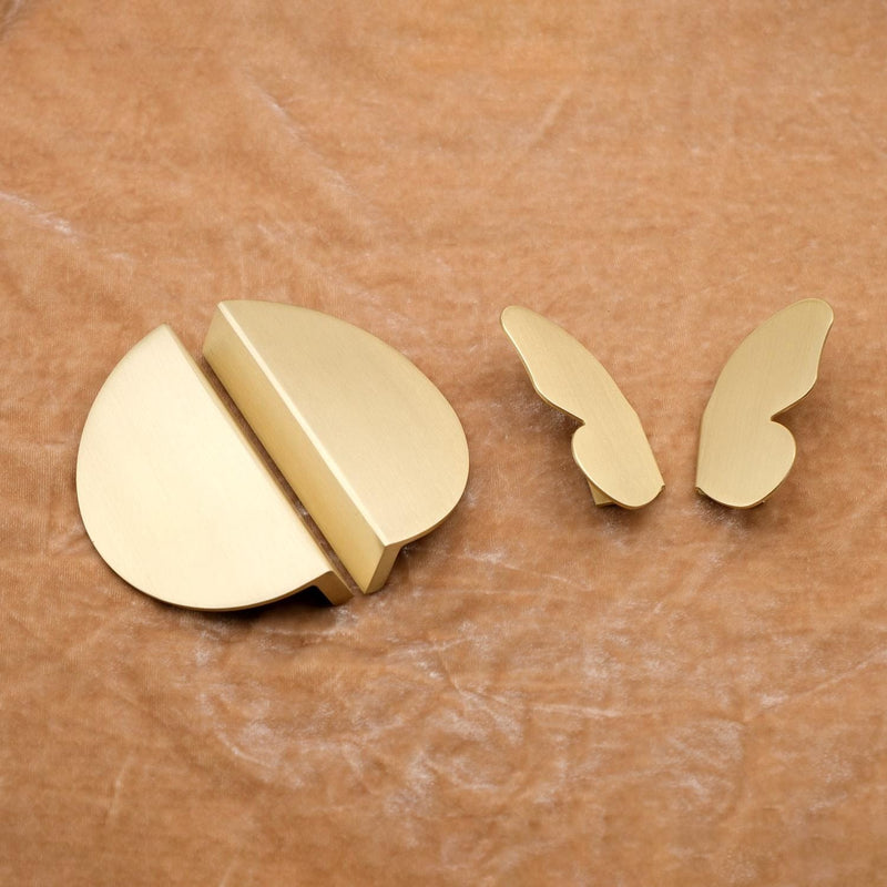 Art Deco Brass Cabinet Pulls | Half Circle & Butterfly Hardware