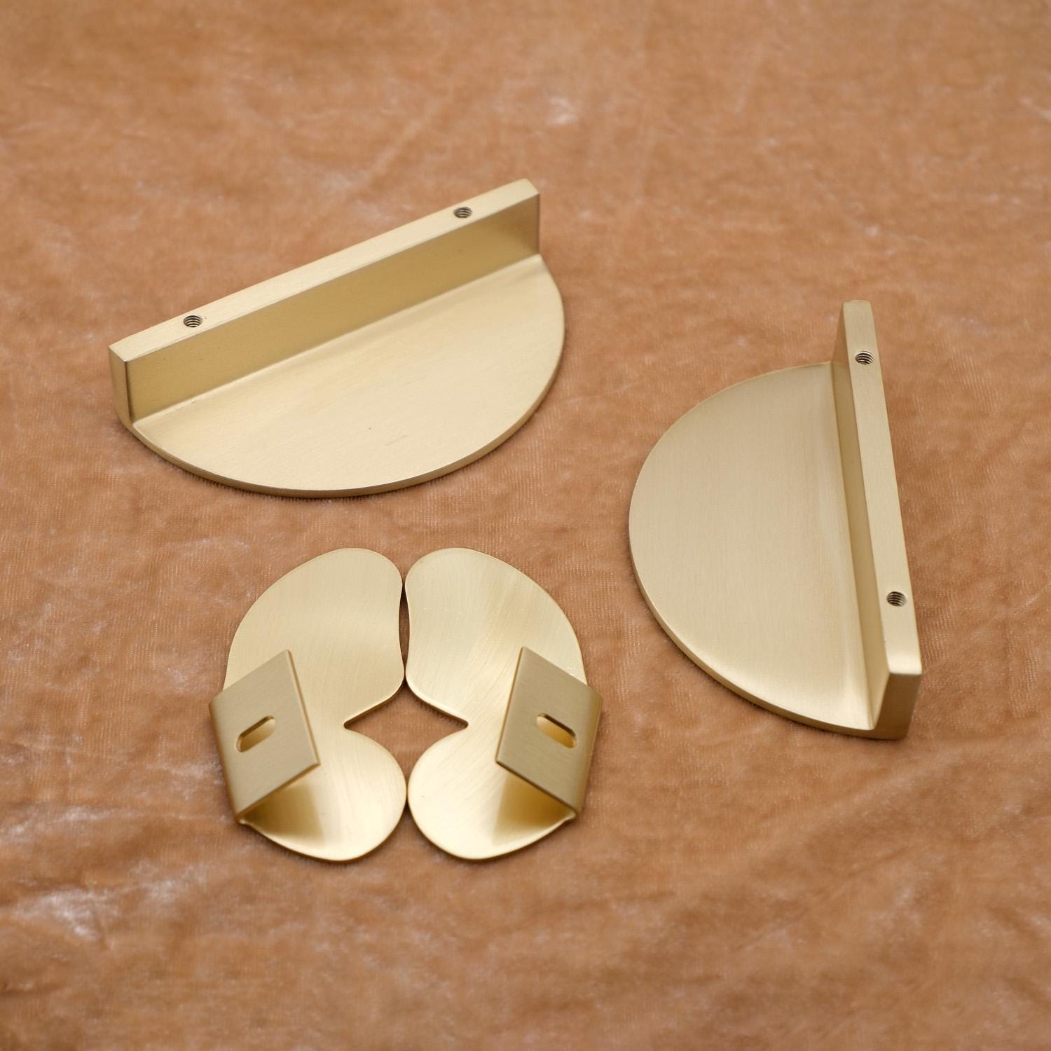 Art Deco Brass Cabinet Pulls | Half Circle & Butterfly Hardware