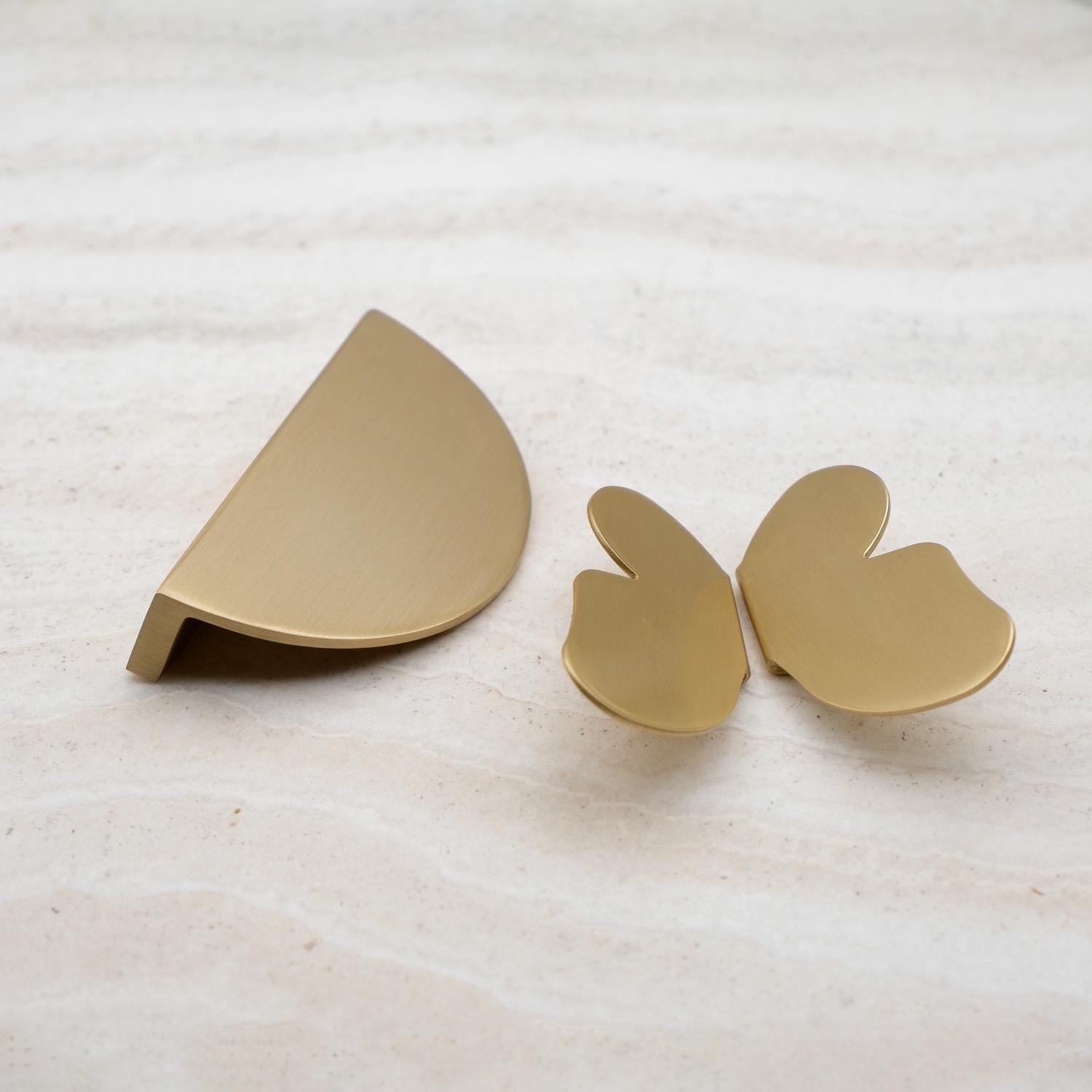 Art Deco Brass Cabinet Pulls | Half Circle & Butterfly Hardware