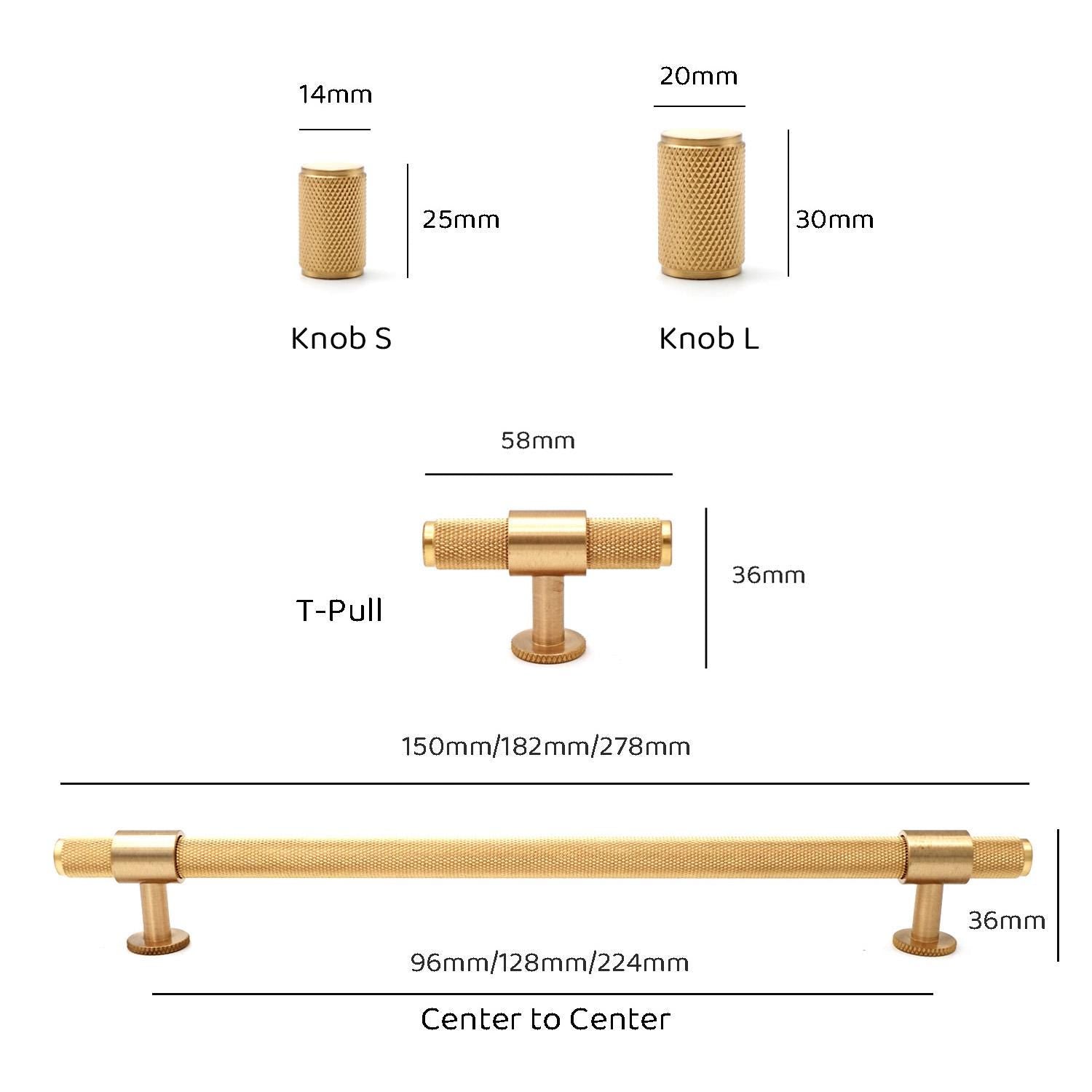 Knurled Brass Cabinet Knob | Gold Kitchen Hardware