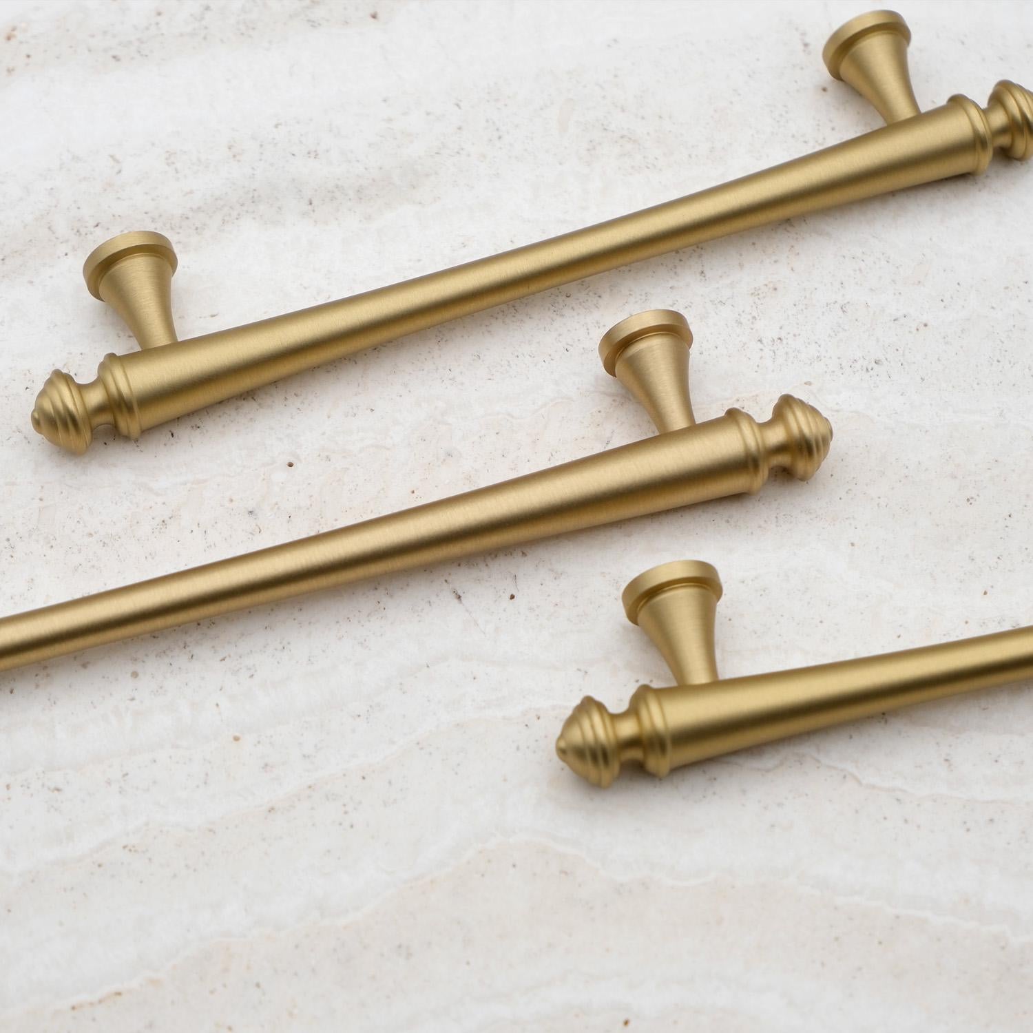 Matte Gold Solid Brass Cabinet Handles | Elegant Door & Drawer Pulls