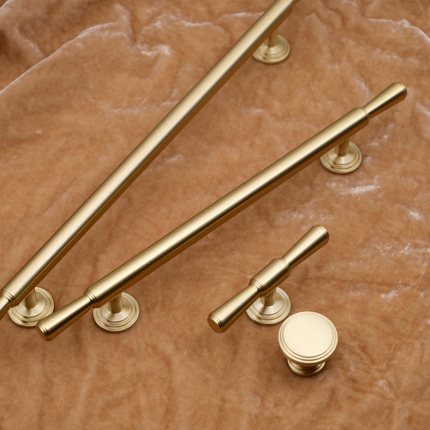 MCM Brushed Brass Cabinet Handles | Solid Brass Kitchen Hardware