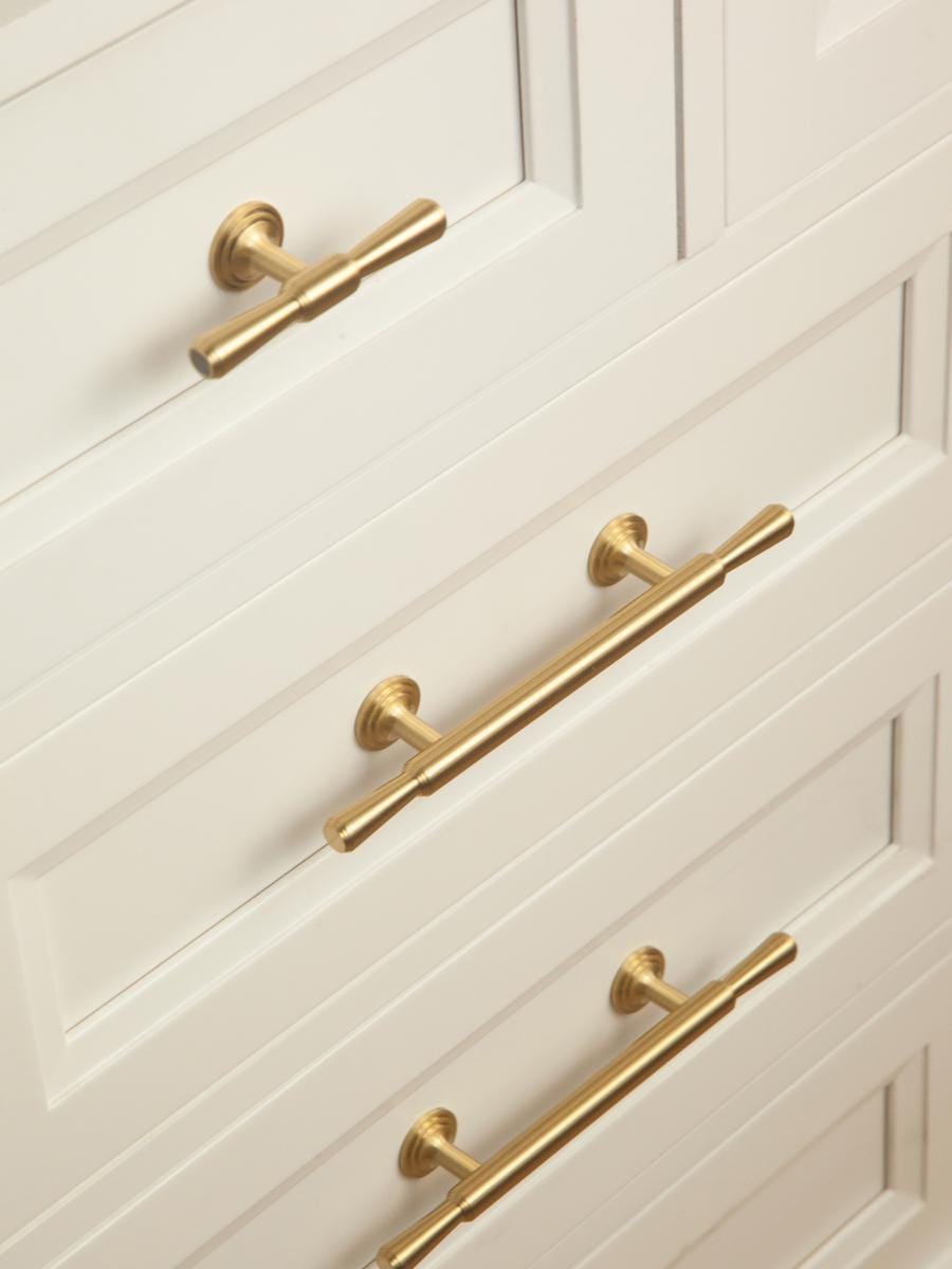 MCM Brushed Brass Cabinet Handles | Solid Brass Kitchen Hardware