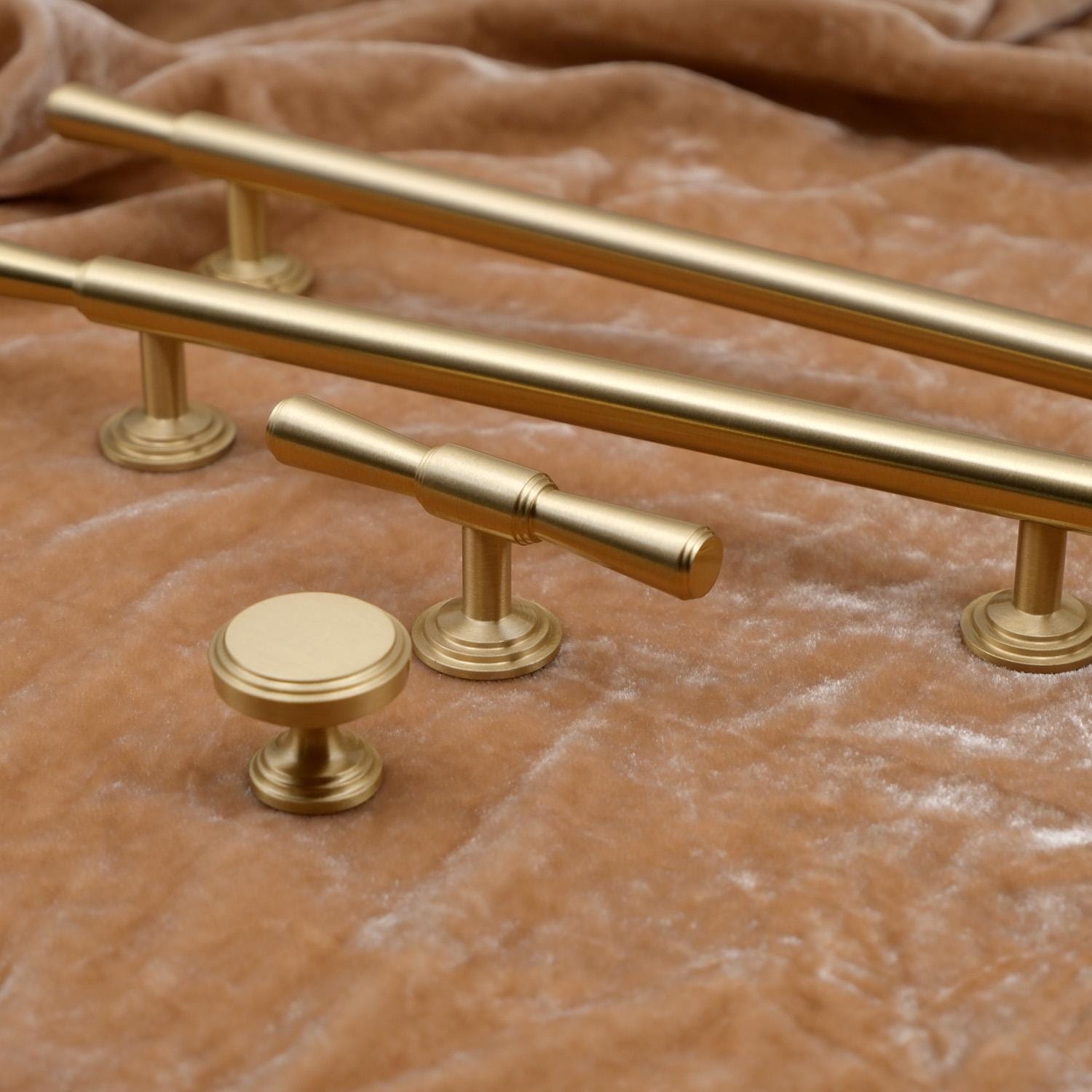 MCM Brushed Brass Cabinet Handles | Solid Brass Kitchen Hardware
