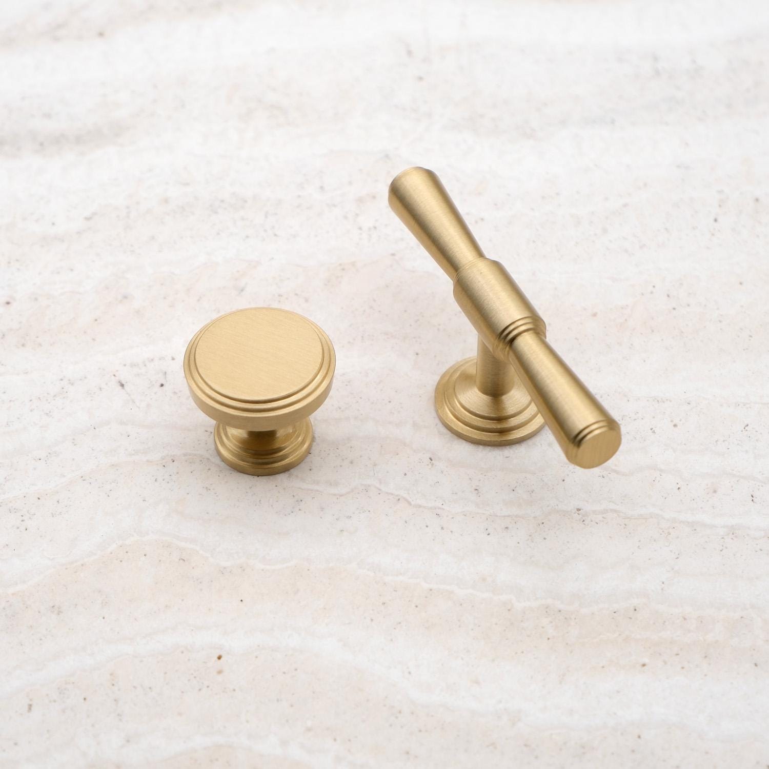 MCM Brushed Brass Cabinet Handles | Solid Brass Kitchen Hardware