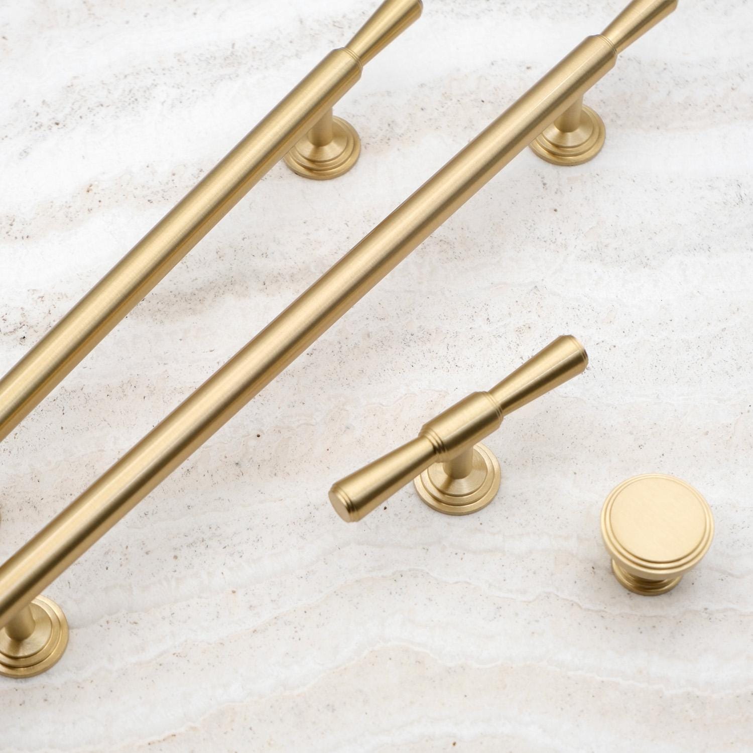 MCM Brushed Brass Cabinet Handles | Solid Brass Kitchen Hardware