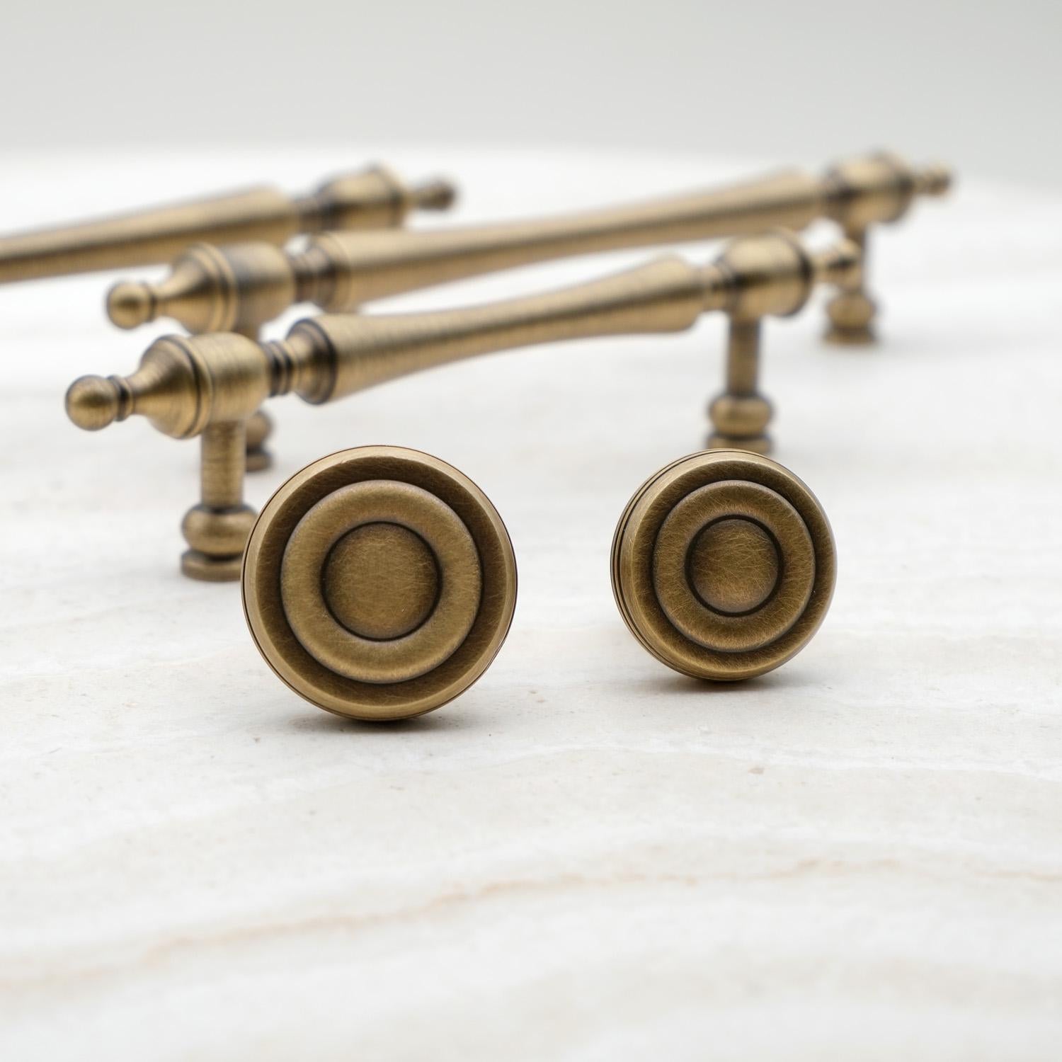 Antique Brass Cabinet Knobs and Pulls | Solid Brass Hardware