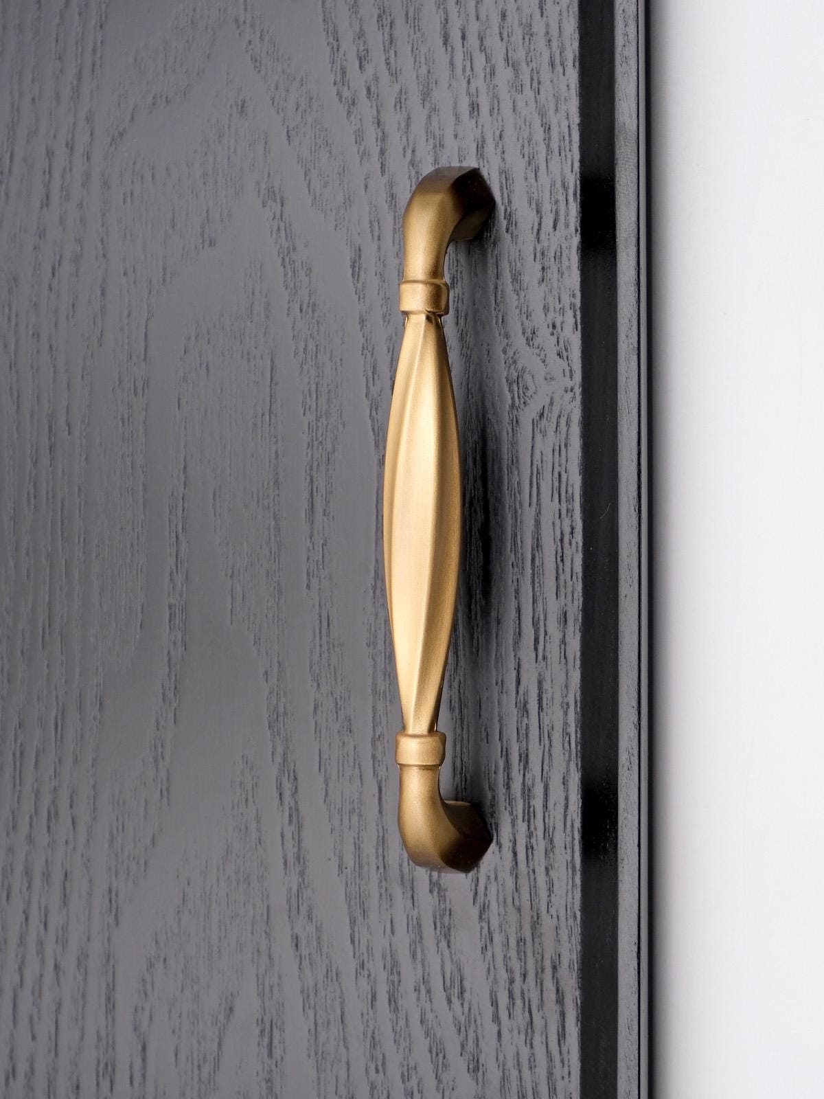 Art Deco Solid Brass Curved Cabinet Pulls, Brushed Gold Finish
