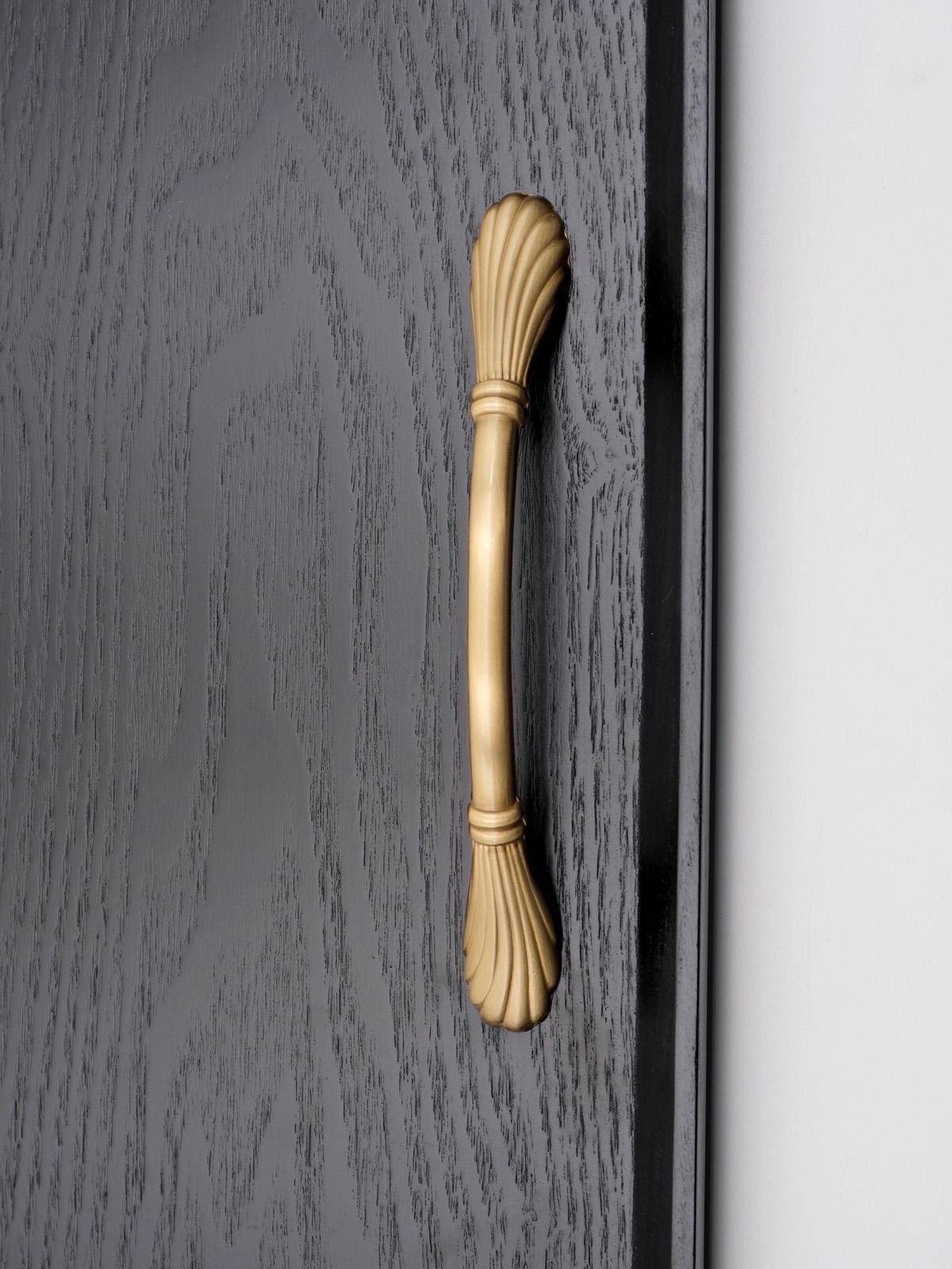 Art Nouveau Curved Cabinet Pulls, Brushed Brass Drawer Handles, Gold Unique Cabinet Pulls, Solid Brass Door Pull, Kitchen Cabinet Hardware