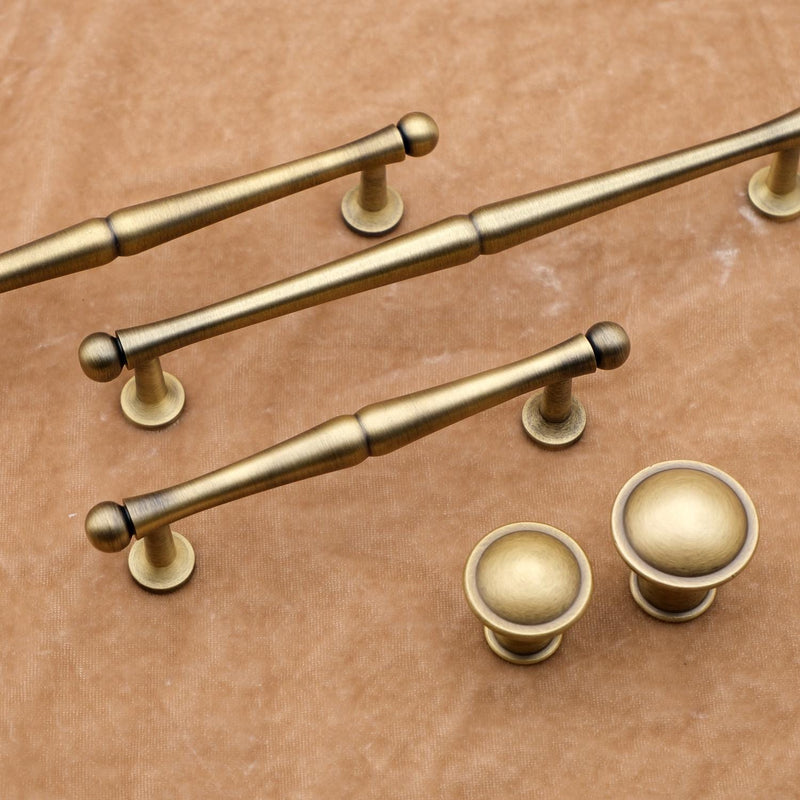 Antique Brass Cabinet Knobs and Pulls | Solid Brass Drawer Hardware