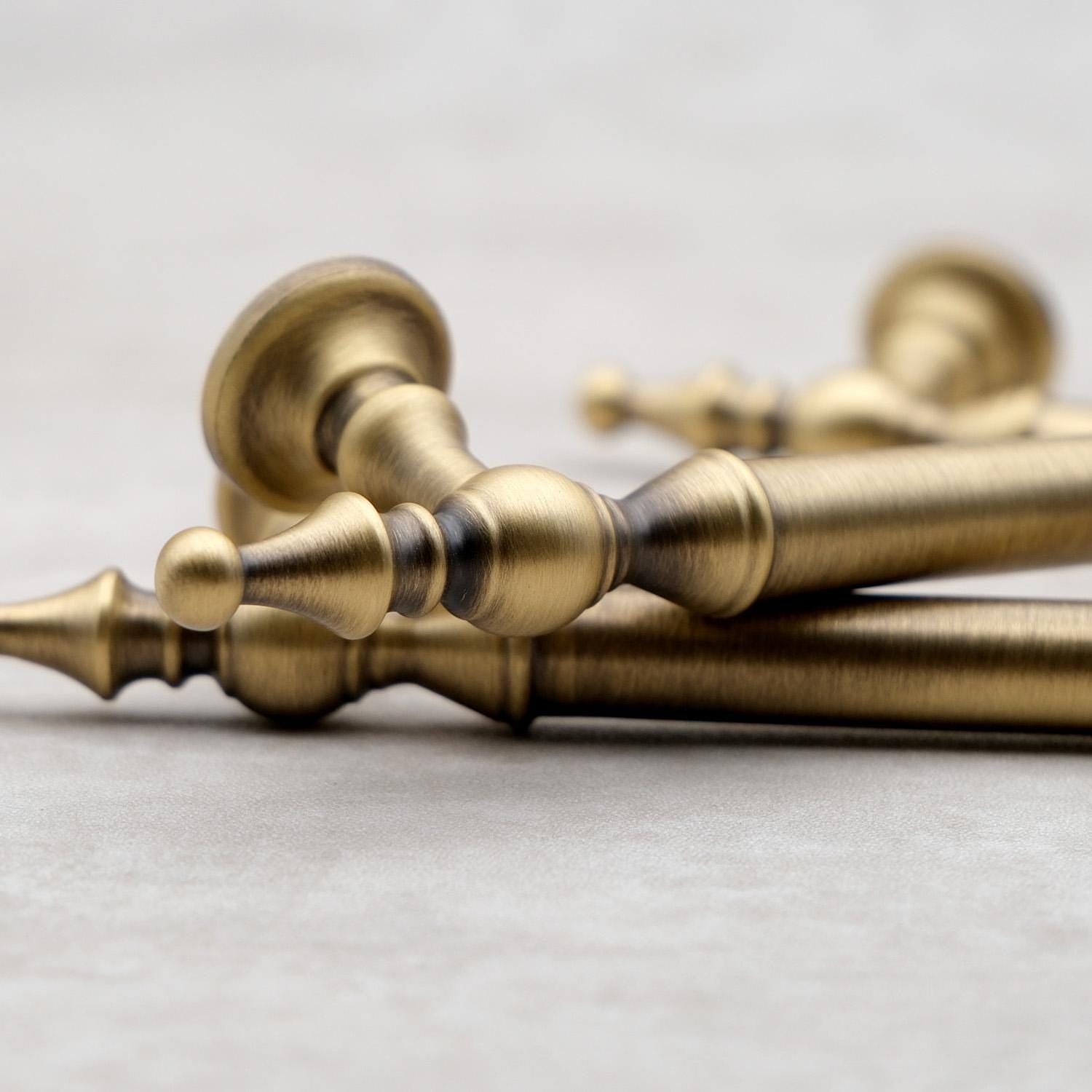 Antique Brass Cabinet Handles | Solid Brass Kitchen Hardware