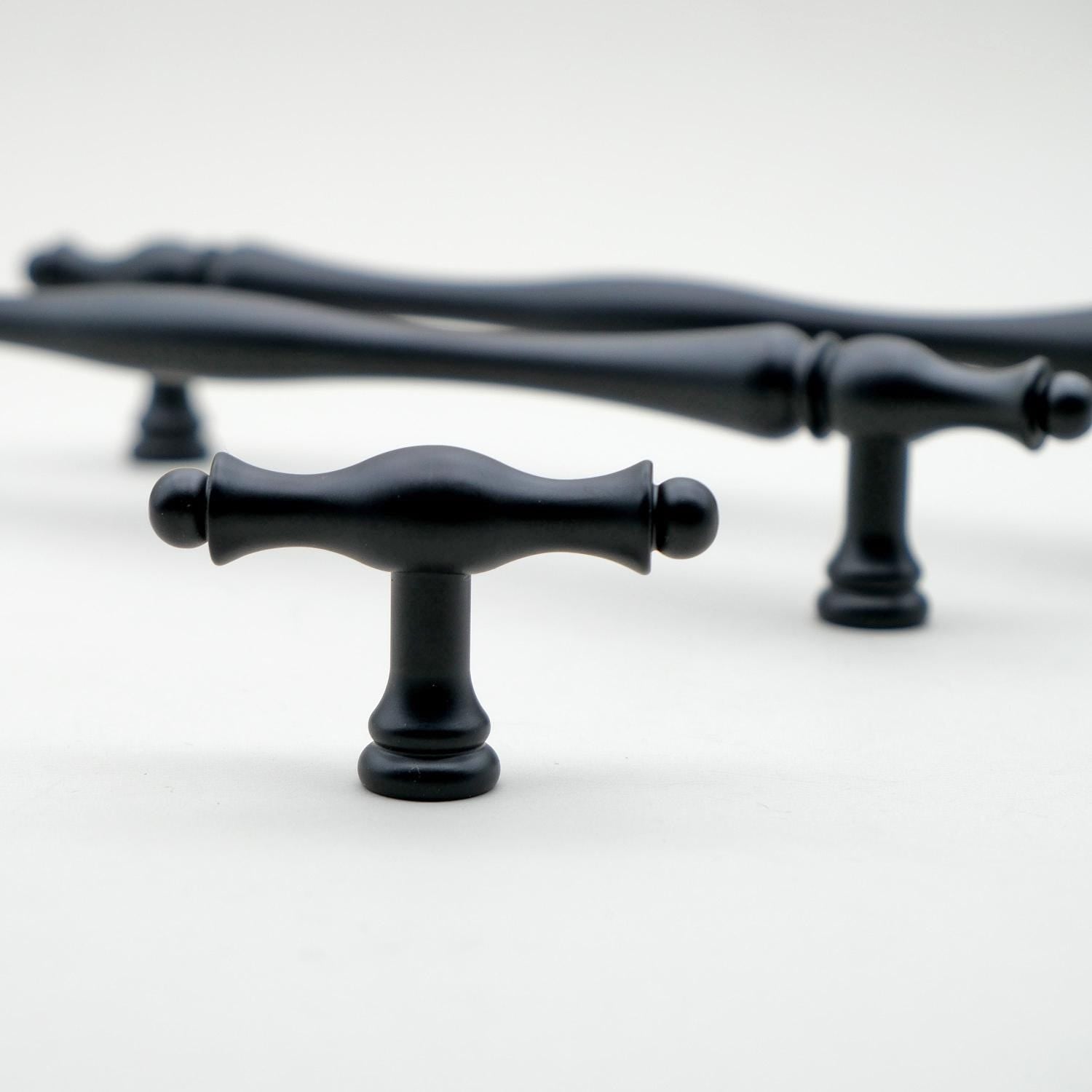 Black Solid Brass Cabinet Handles | Art Deco Kitchen Hardware