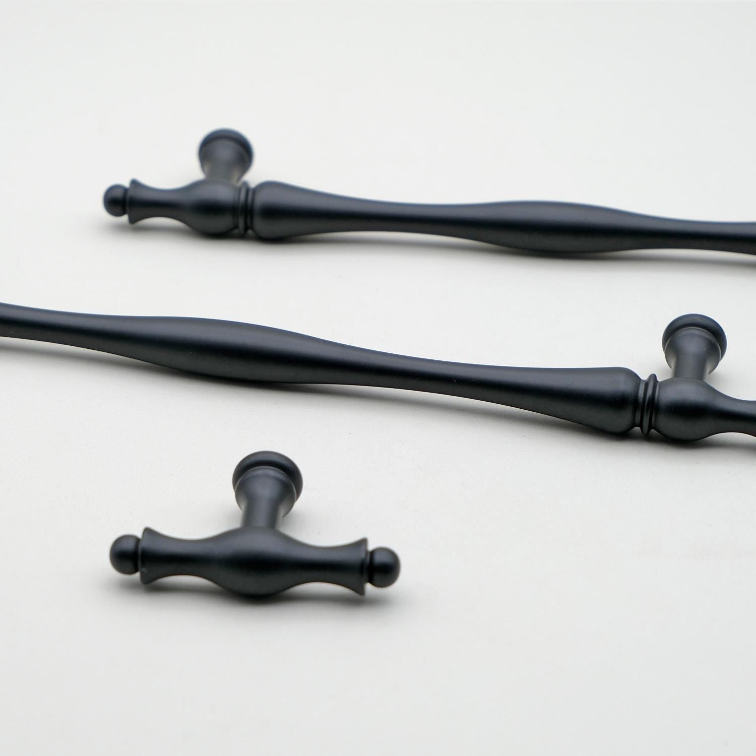 Black Solid Brass Cabinet Handles | Art Deco Kitchen Hardware