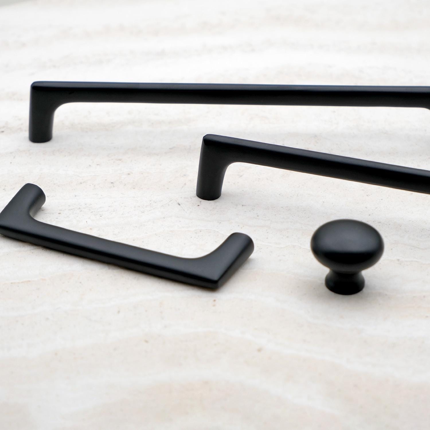 Black Solid Brass Cabinet Pulls | Modern Kitchen Hardware