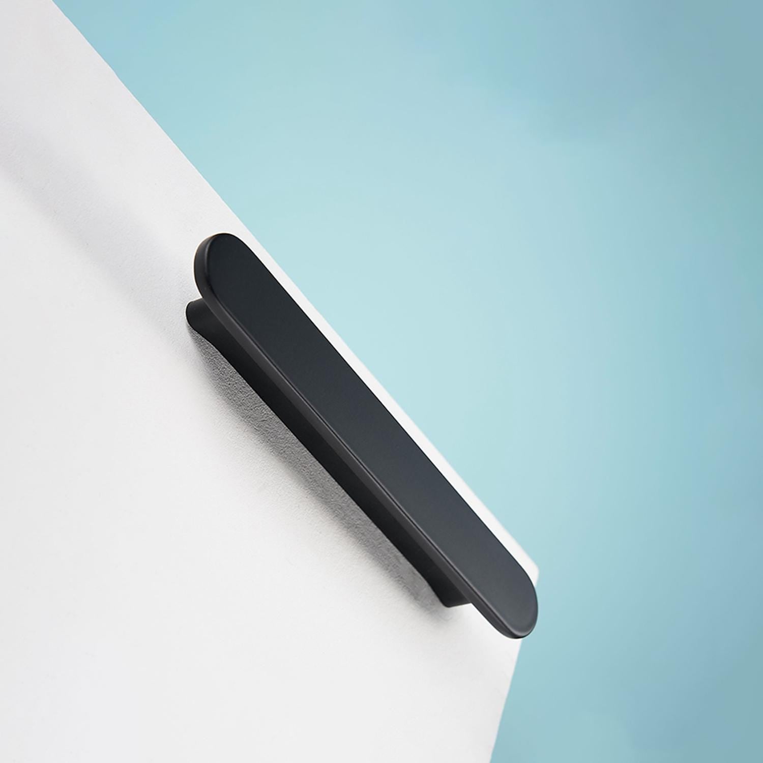 Matte Black Brass Finger Pulls for Cabinet | Modern Minimalist Wardrobe Door Pulls | Forge Brass Cabinet Pulls | Black Cabinet Hardware