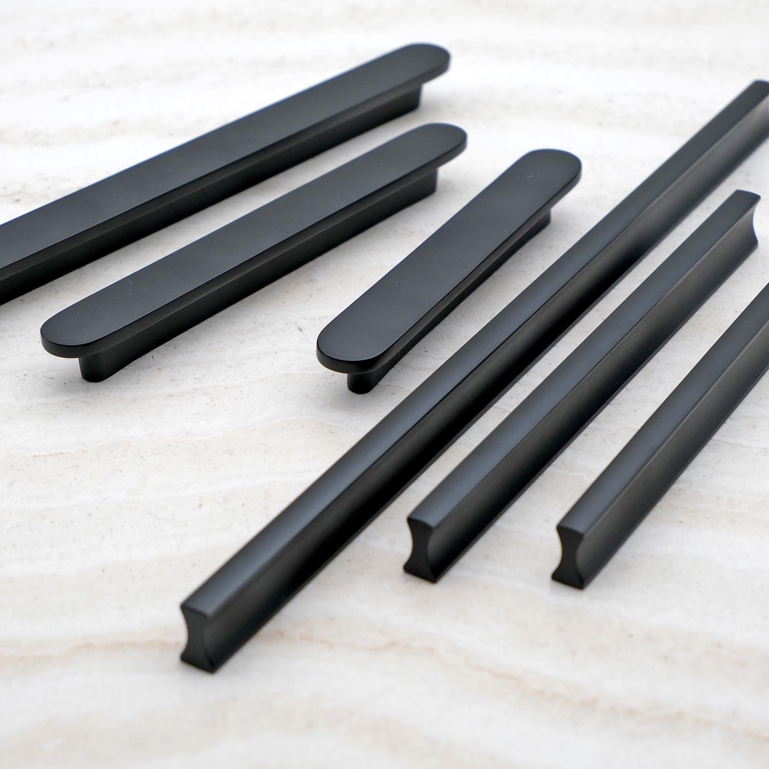 Matte Black Brass Finger Pulls for Cabinet | Modern Minimalist Wardrobe Door Pulls | Forge Brass Cabinet Pulls | Black Cabinet Hardware