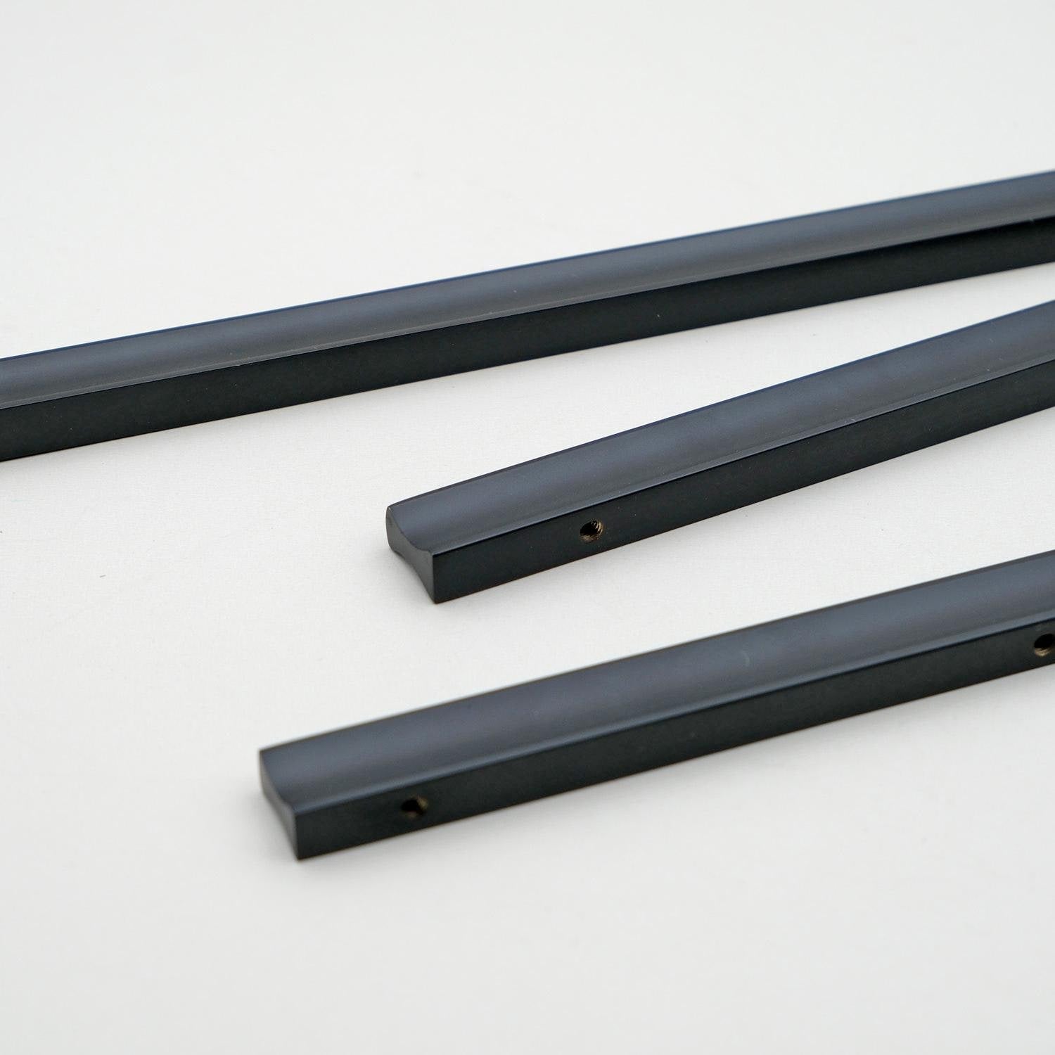Matte Black Brass Finger Pulls for Cabinet | Modern Minimalist Wardrobe Door Pulls | Forge Brass Cabinet Pulls | Black Cabinet Hardware