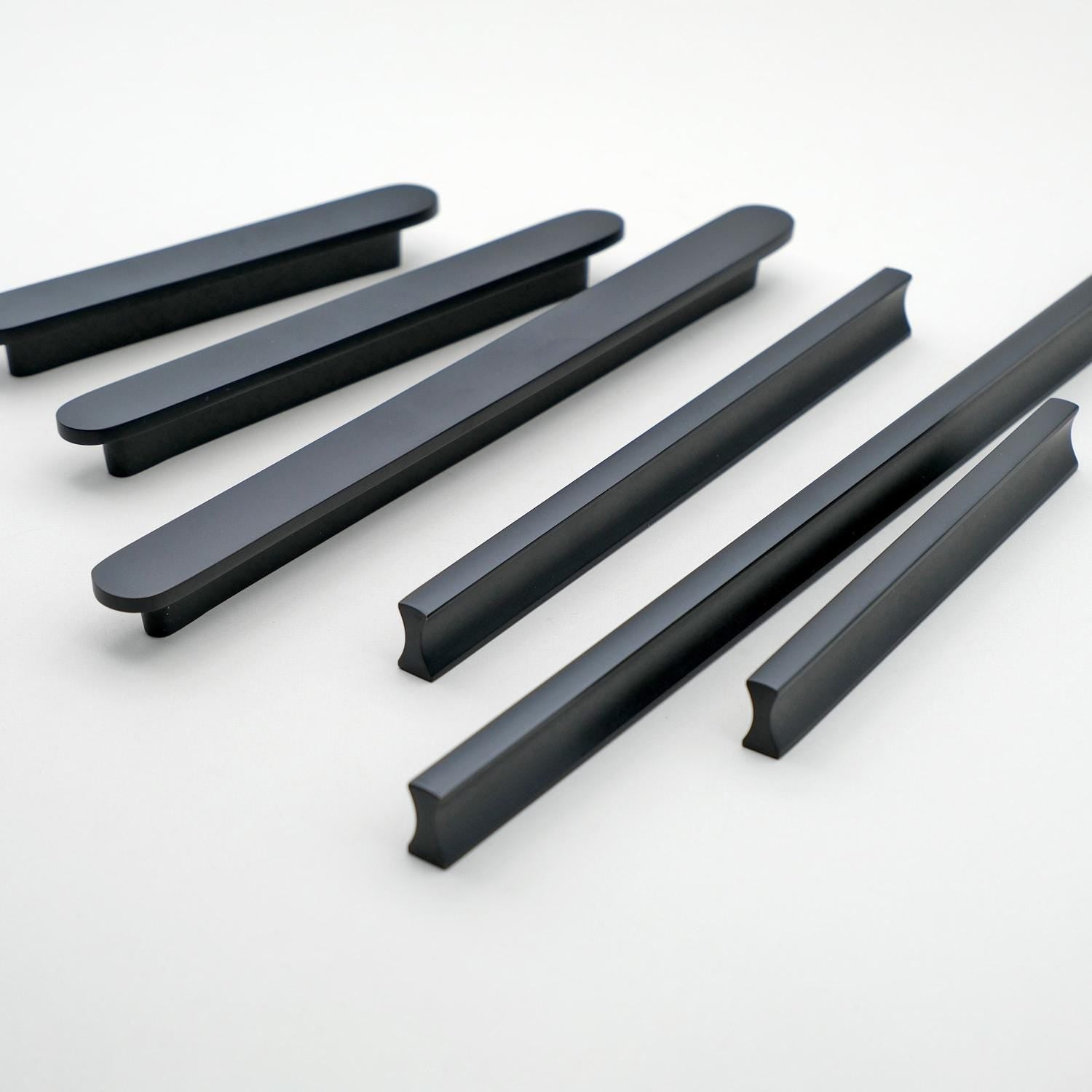 Matte Black Brass Finger Pulls for Cabinet | Modern Minimalist Wardrobe Door Pulls | Forge Brass Cabinet Pulls | Black Cabinet Hardware