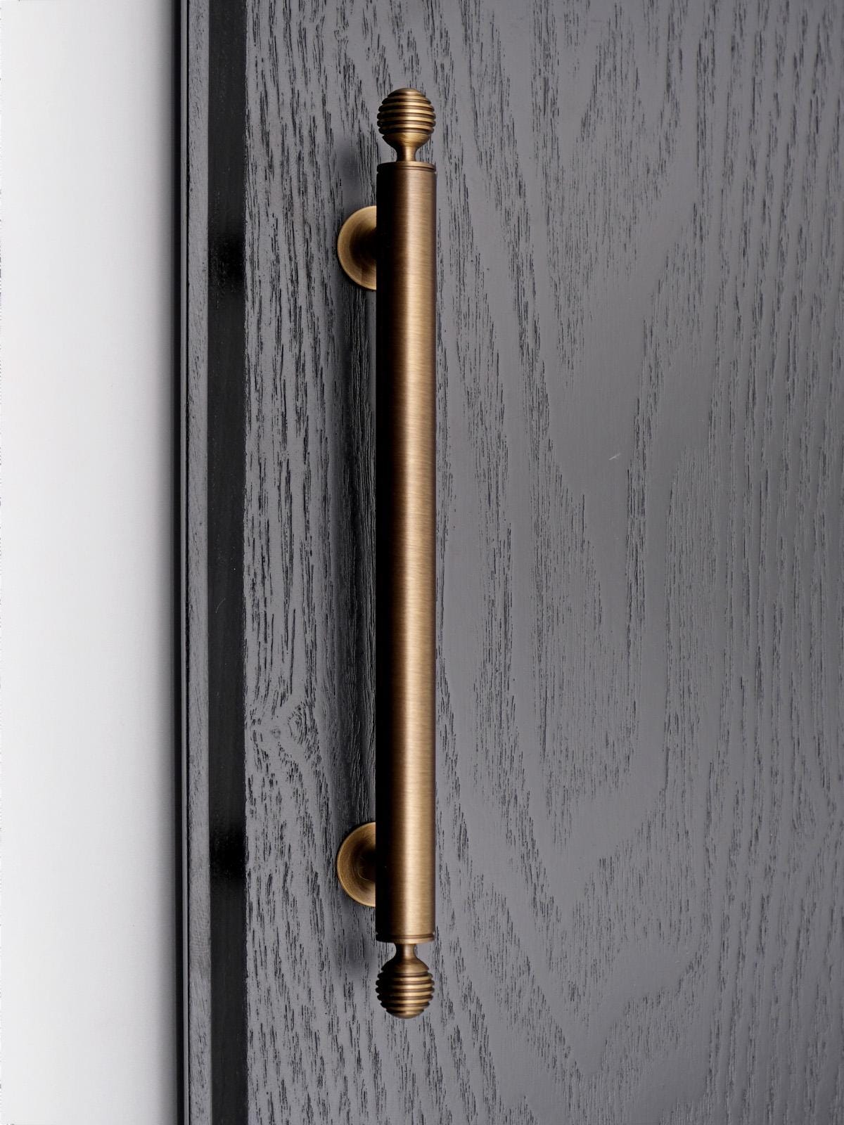 Reeded Antique Brass Cabinet Hardware: Gold Kitchen Pulls & Knobs