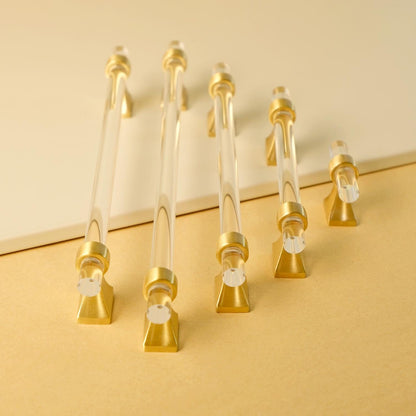 Clear Acrylic Cabinet Pulls: Brushed Brass Modern Hardware