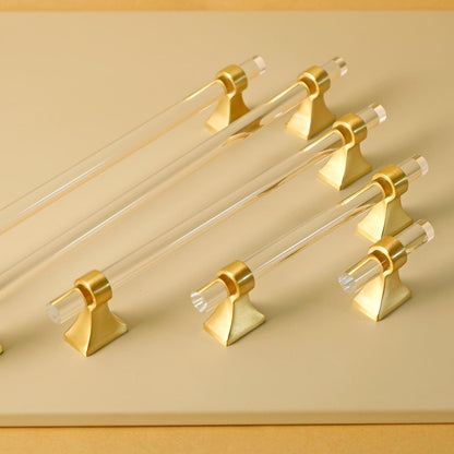 Clear Acrylic Cabinet Pulls: Brushed Brass Modern Hardware