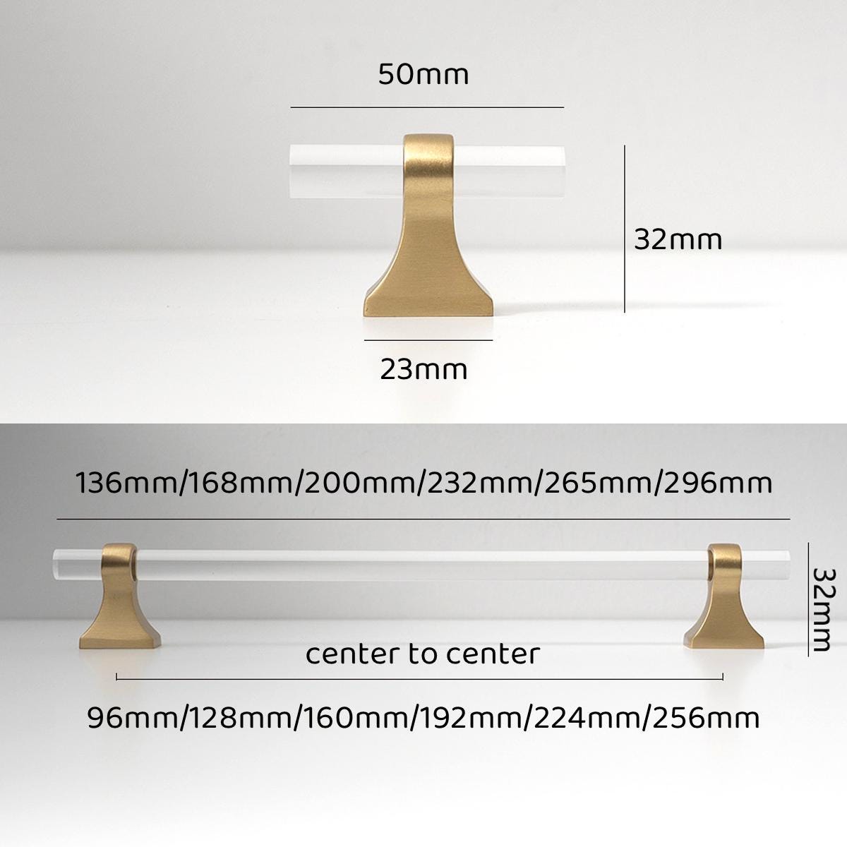 Clear Acrylic Cabinet Pulls: Brushed Brass Modern Hardware
