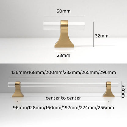 Clear Acrylic Cabinet Pulls: Brushed Brass Modern Hardware
