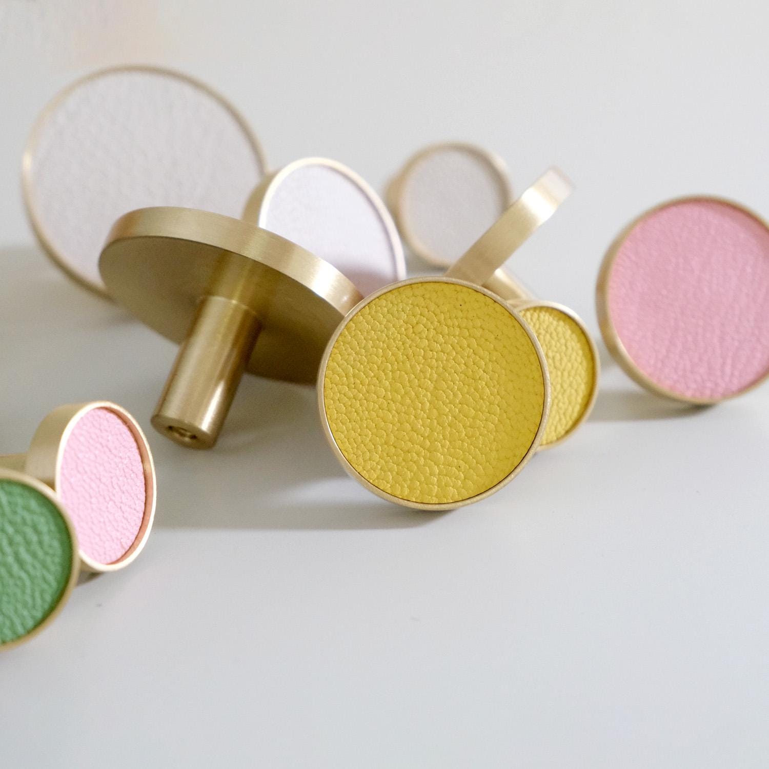 Handmade Leather Wrapped Brass Cabinet Pulls