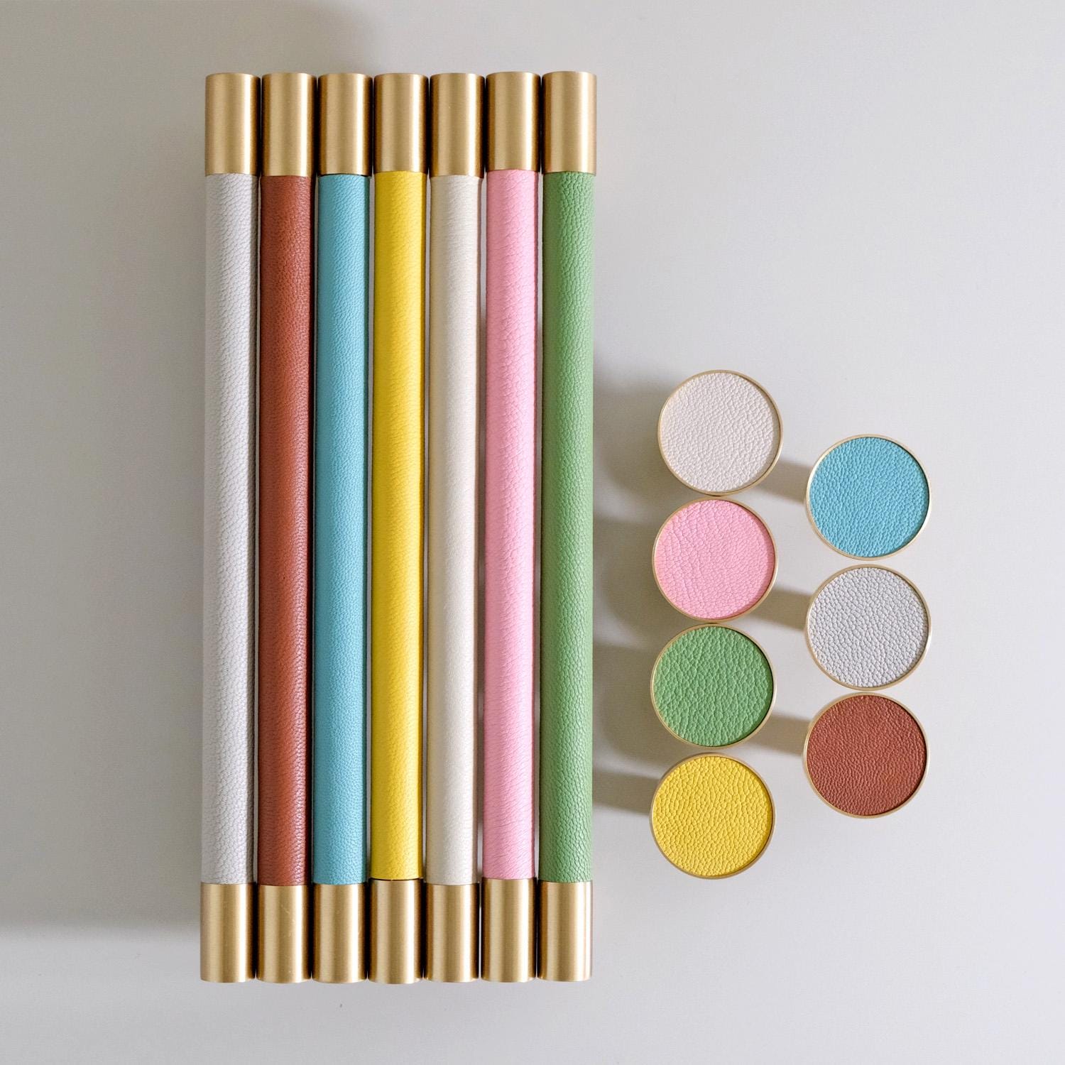 Handmade Leather Wrapped Brass Cabinet Pulls