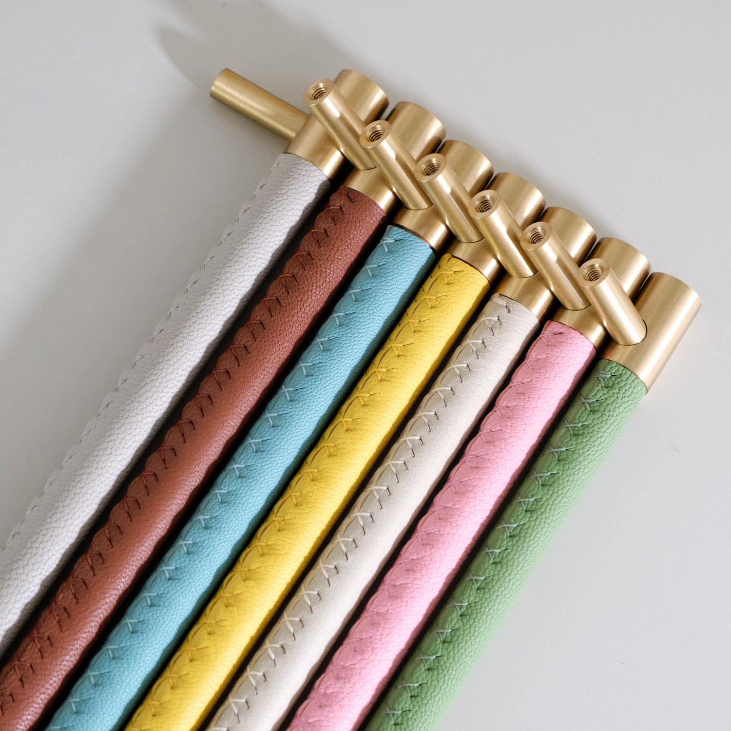 Handmade Leather Wrapped Brass Cabinet Pulls