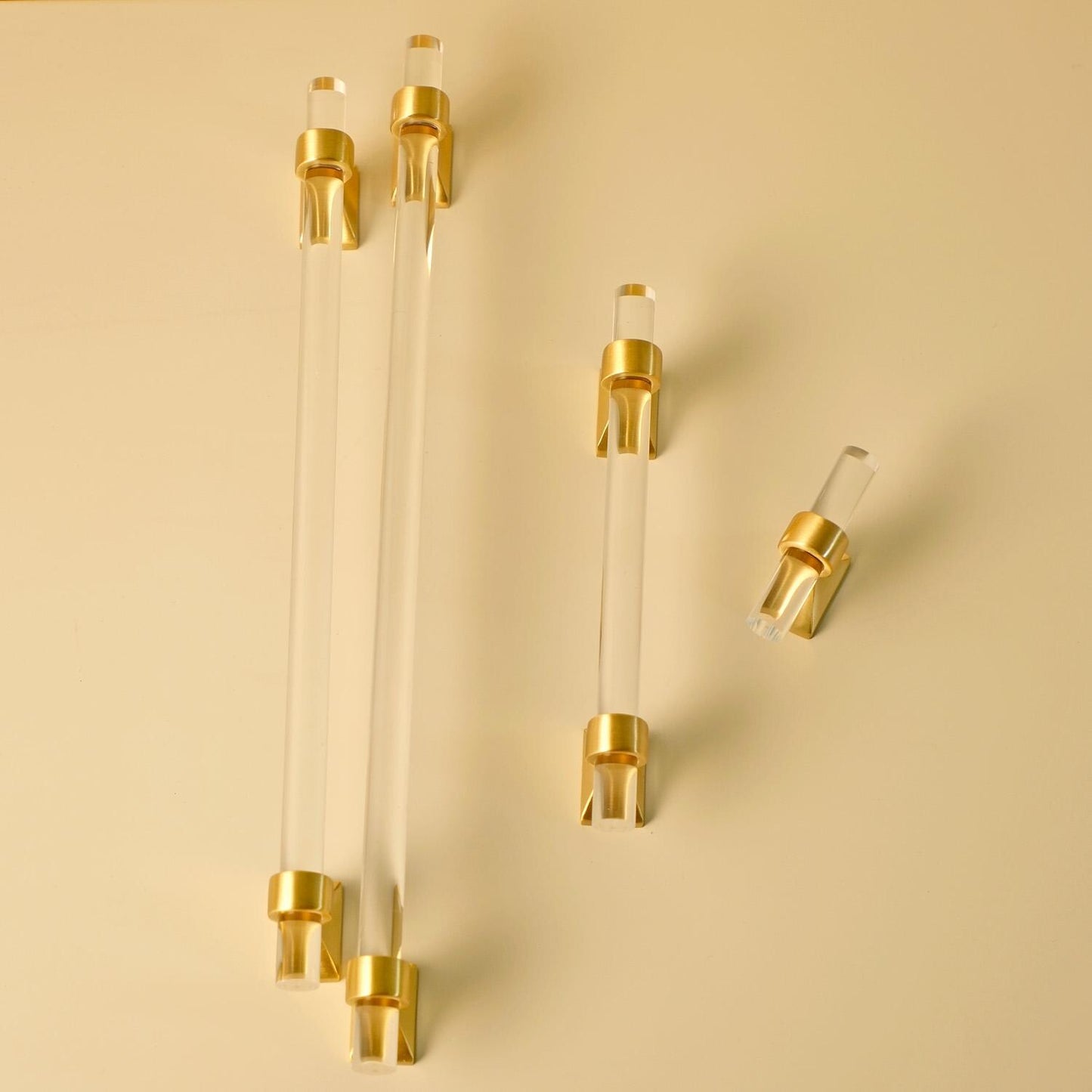 Clear Acrylic Cabinet Pulls: Brushed Brass Modern Hardware