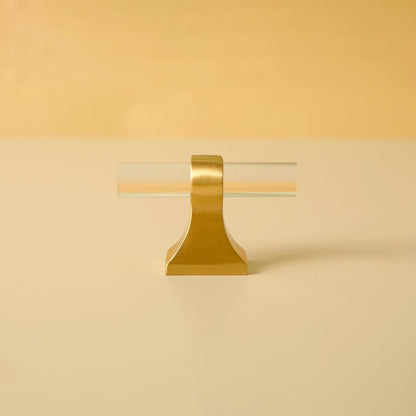 Clear Acrylic Cabinet Pulls: Brushed Brass Modern Hardware
