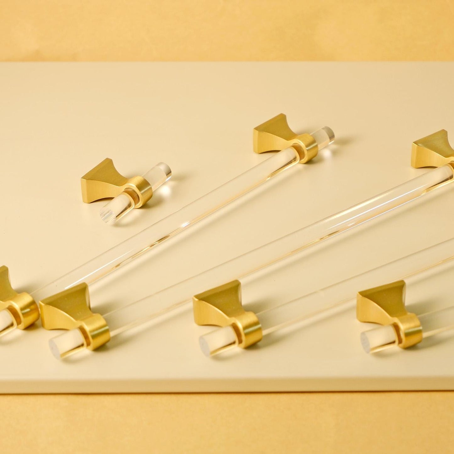 Clear Acrylic Cabinet Pulls: Brushed Brass Modern Hardware
